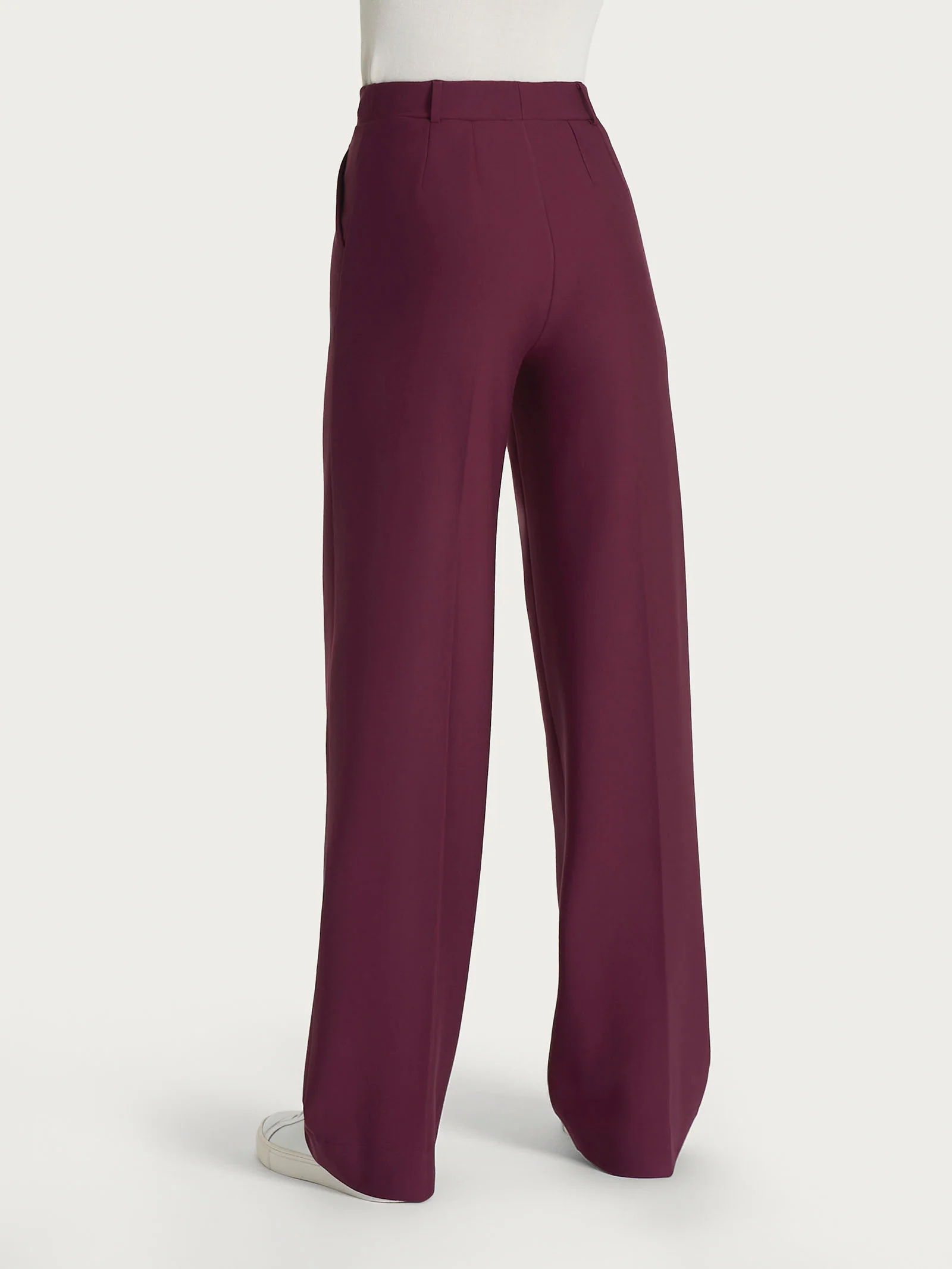 Pantalone a palazzo con tasche in Compact - Fig - Image 2