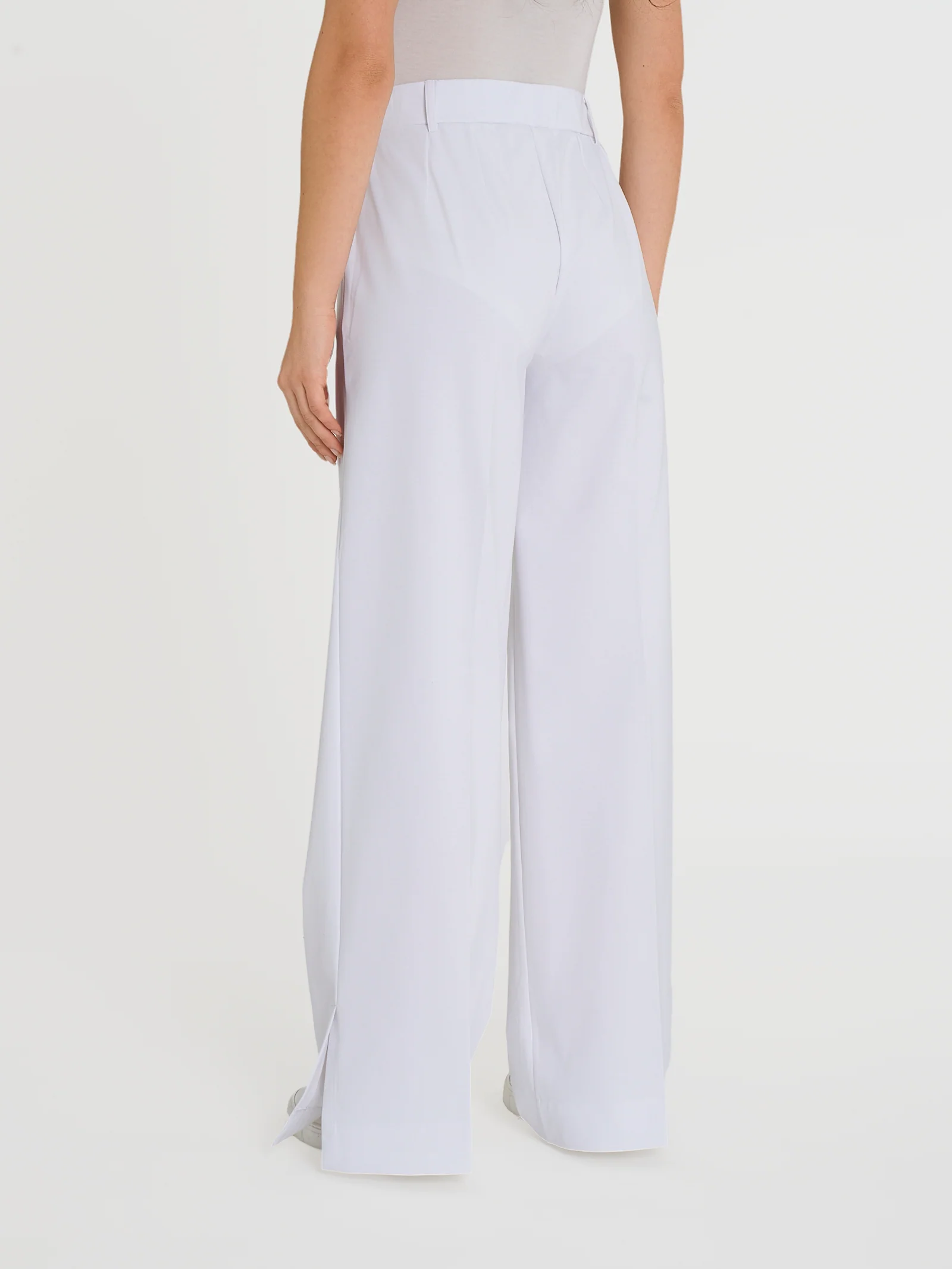 Pantalone a palazzo con tasche in Compact Light - Bianco - Image 2