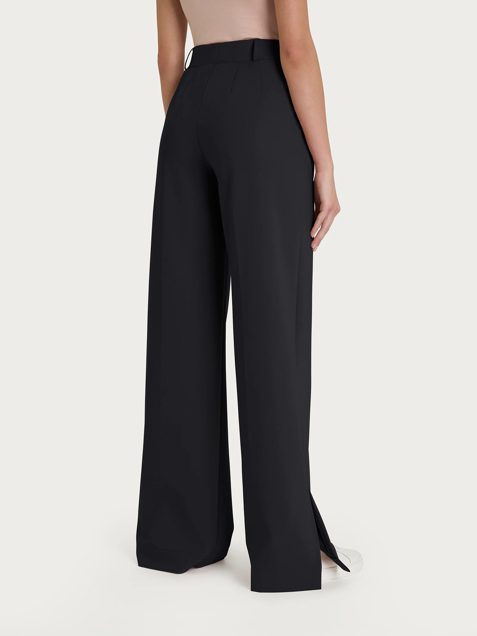 Pantalone a palazzo con tasche in Compact Light - Nero - Image 2