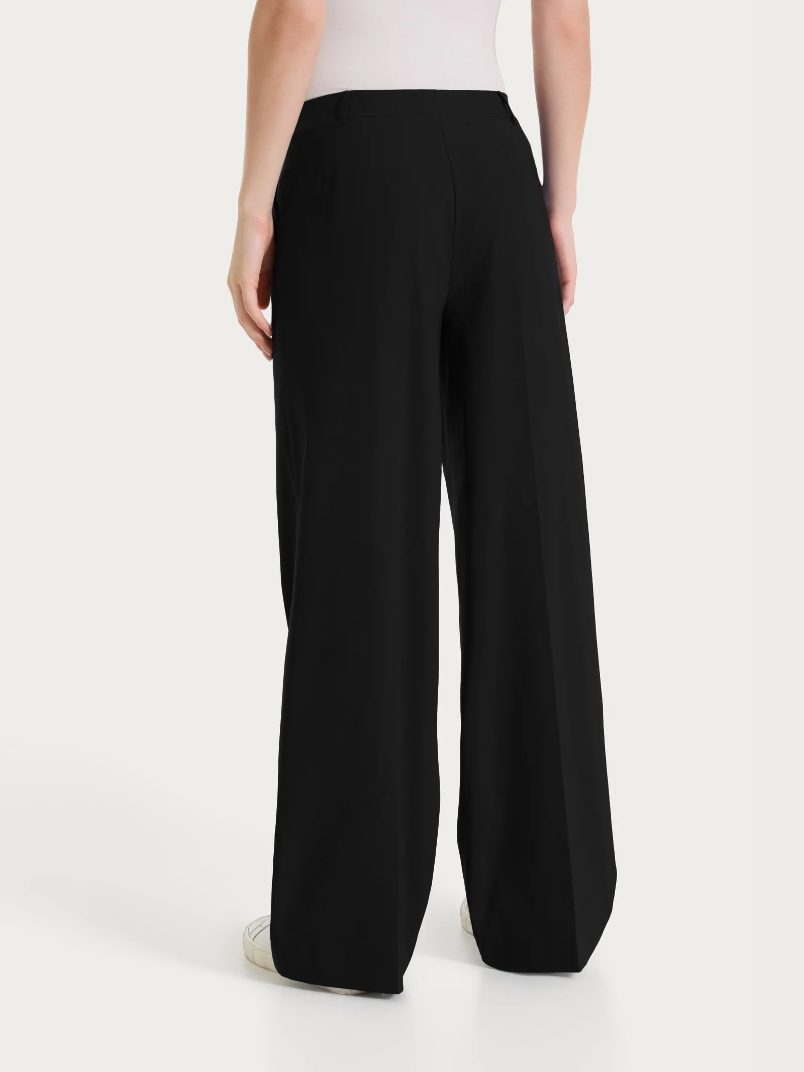 Pantalone a palazzo con tasche in Linen Super Fresh - Nero - Image 2