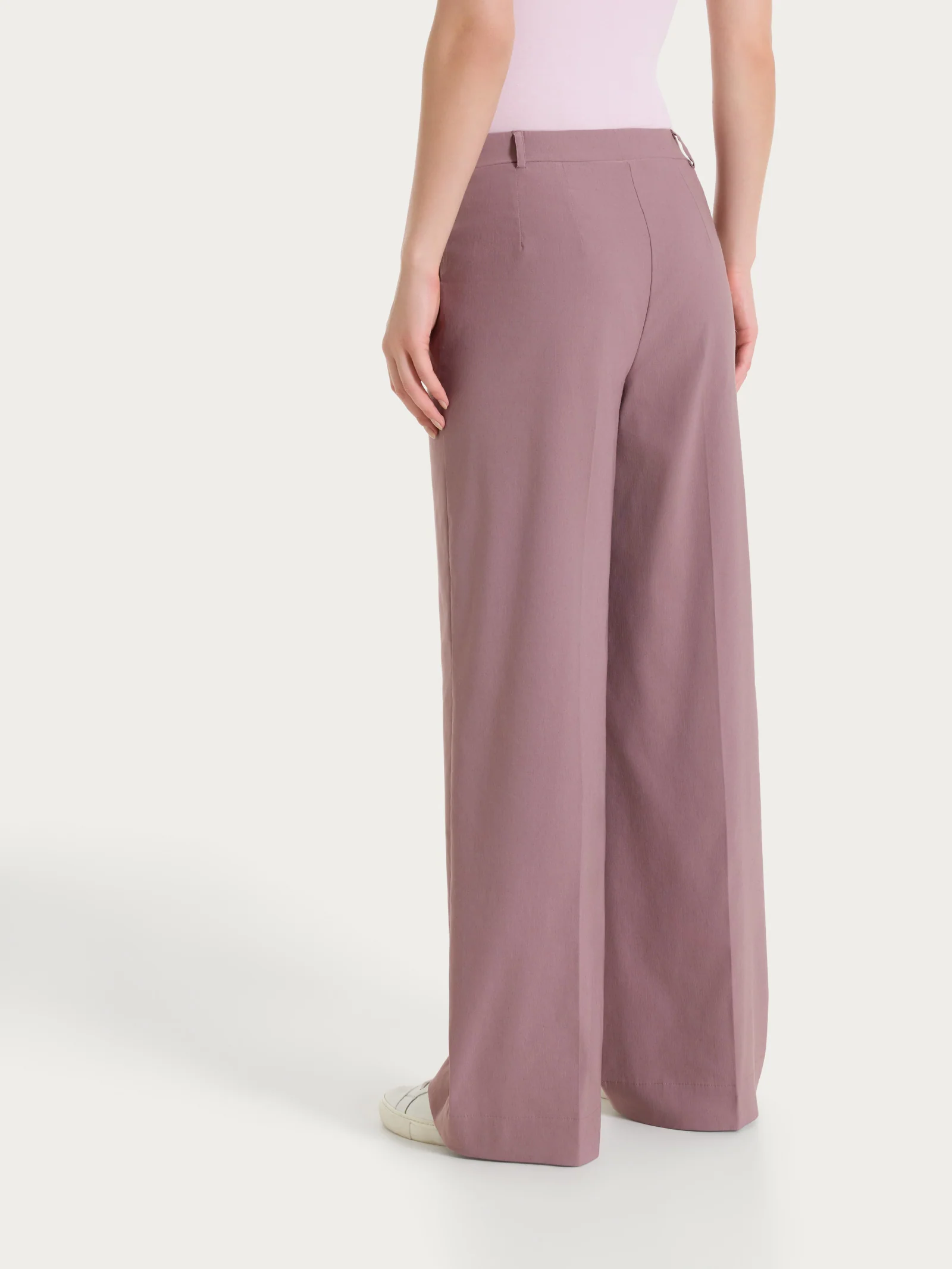 Pantalone a palazzo con tasche in Linen Super Fresh - Twilight Mauve - Image 2