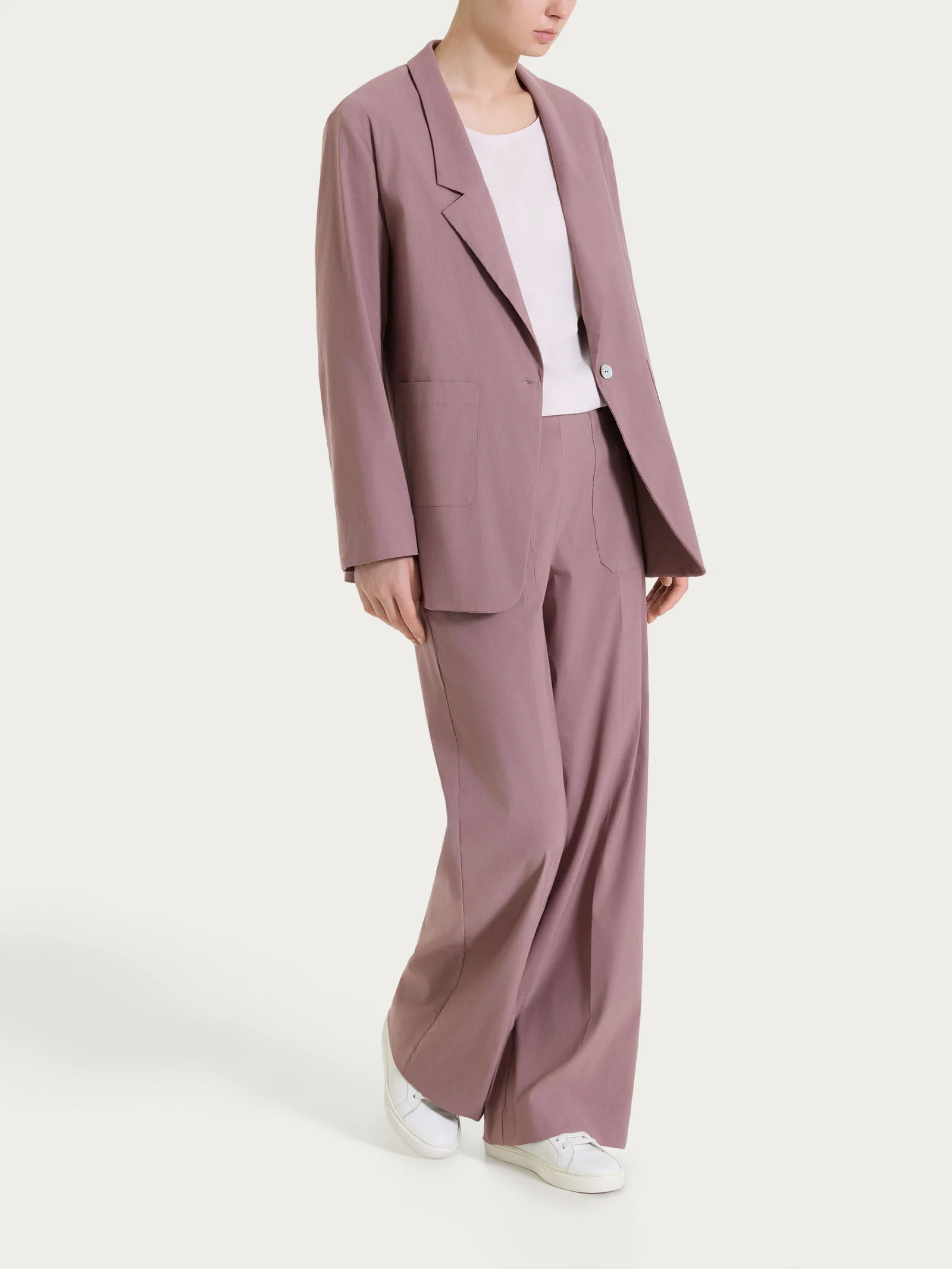 Pantalone a palazzo con tasche in Linen Super Fresh - Twilight Mauve - Image 4