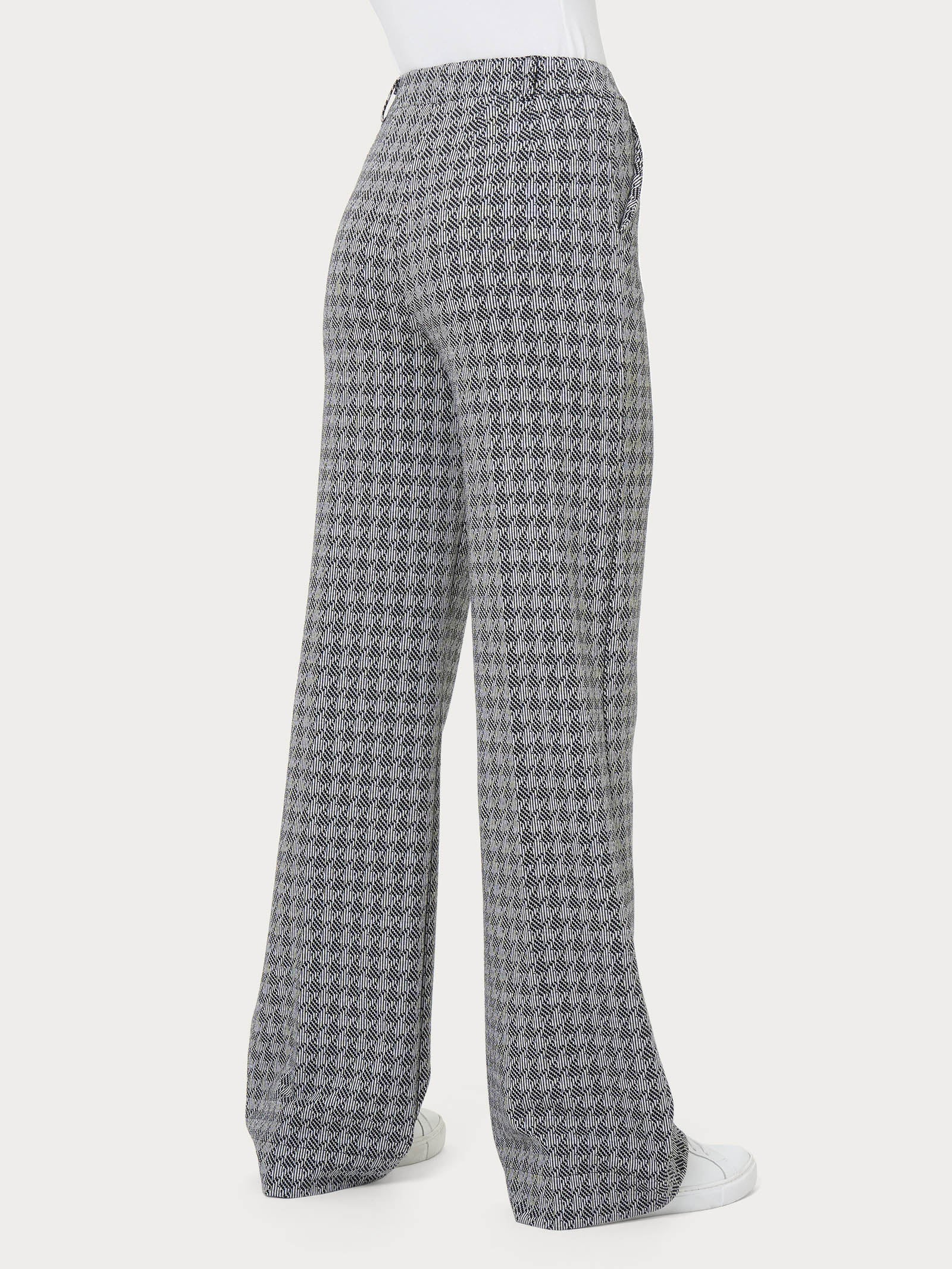 Pantalone a palazzo con tasche in tessuto Eco Jacquard - Fant.Nero - Image 2