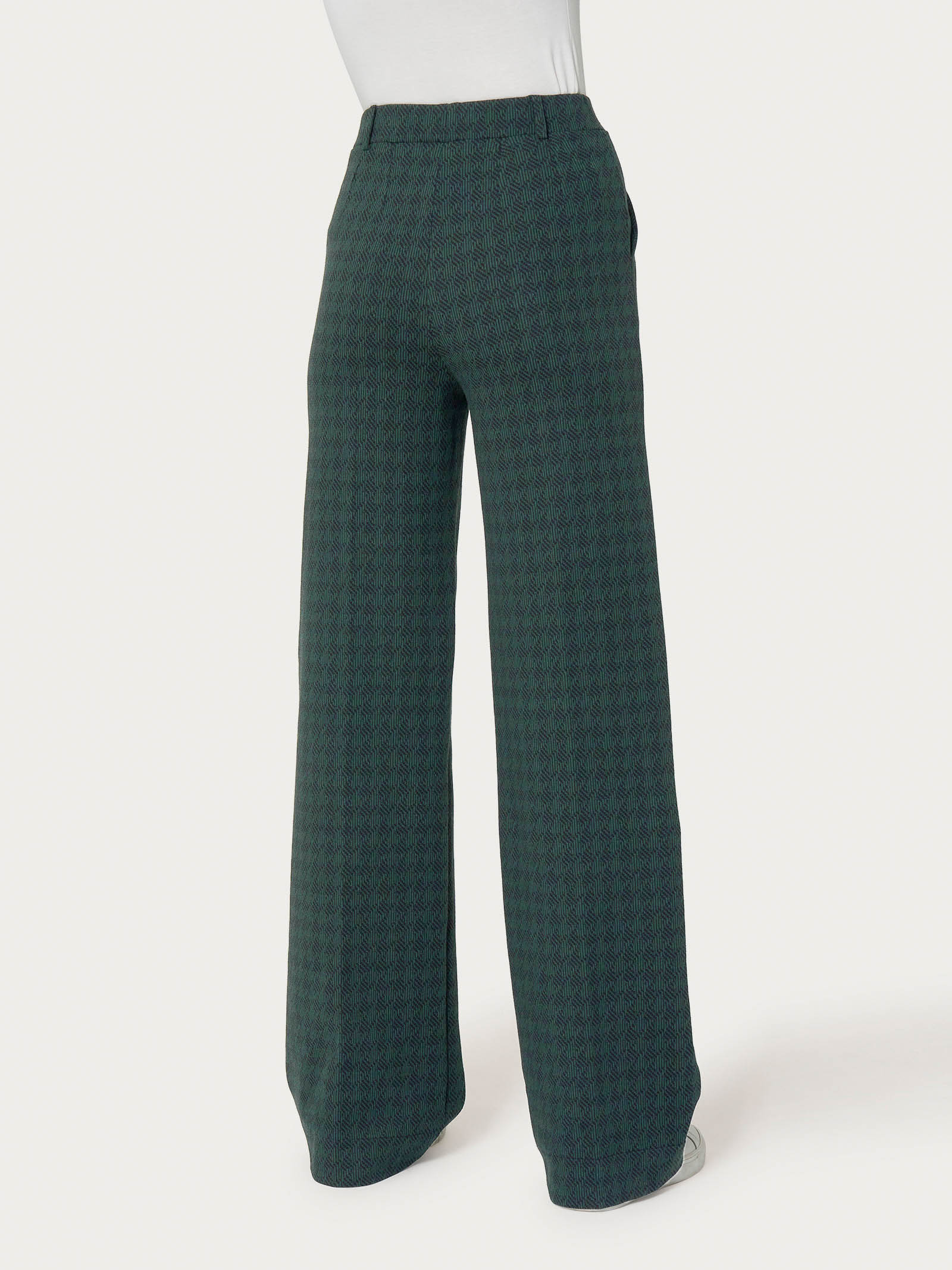 Pantalone a palazzo con tasche in tessuto Eco Jacquard - Fant. Rain Forest - Image 2