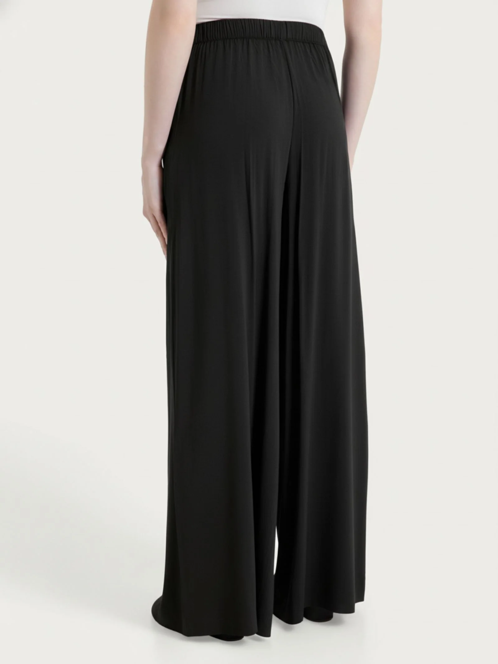 Pantalone a palazzo con tasche in Voile Stretch - Nero - Image 2