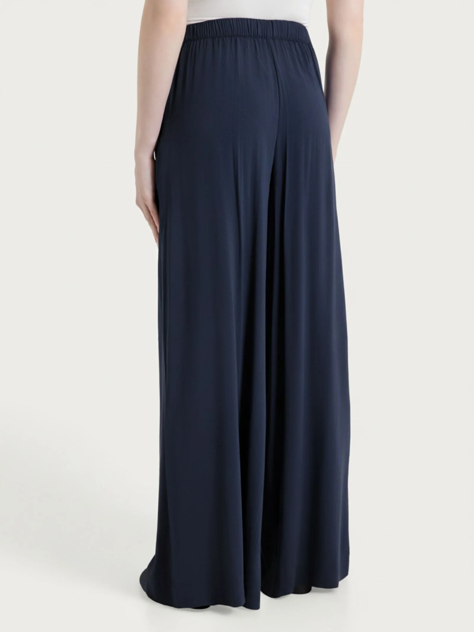 Pantalone a palazzo con tasche in Voile Stretch - Bleu - Image 2
