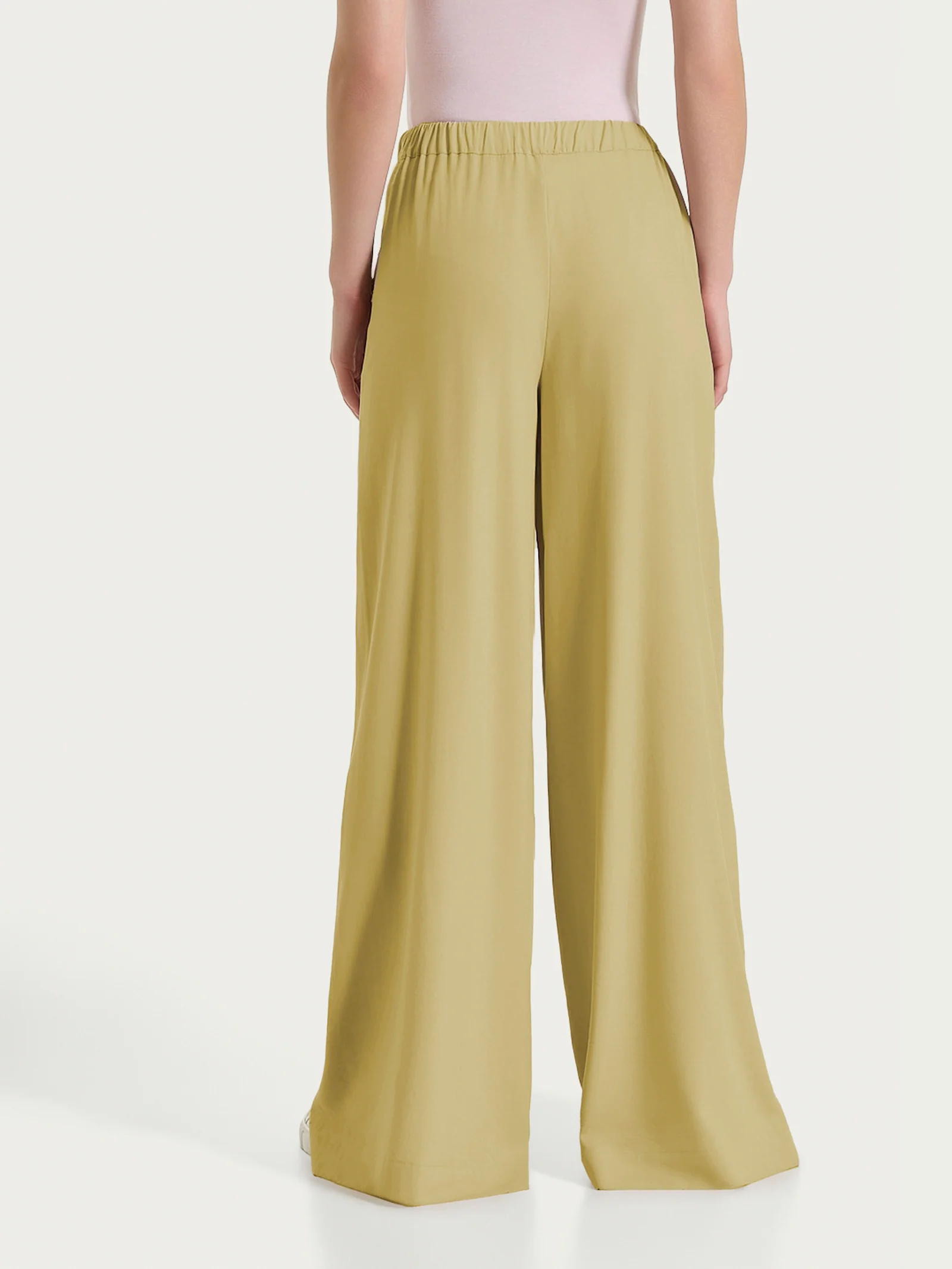 Pantalone a palazzo con tasche in Voile Stretch - Khaki - Image 2