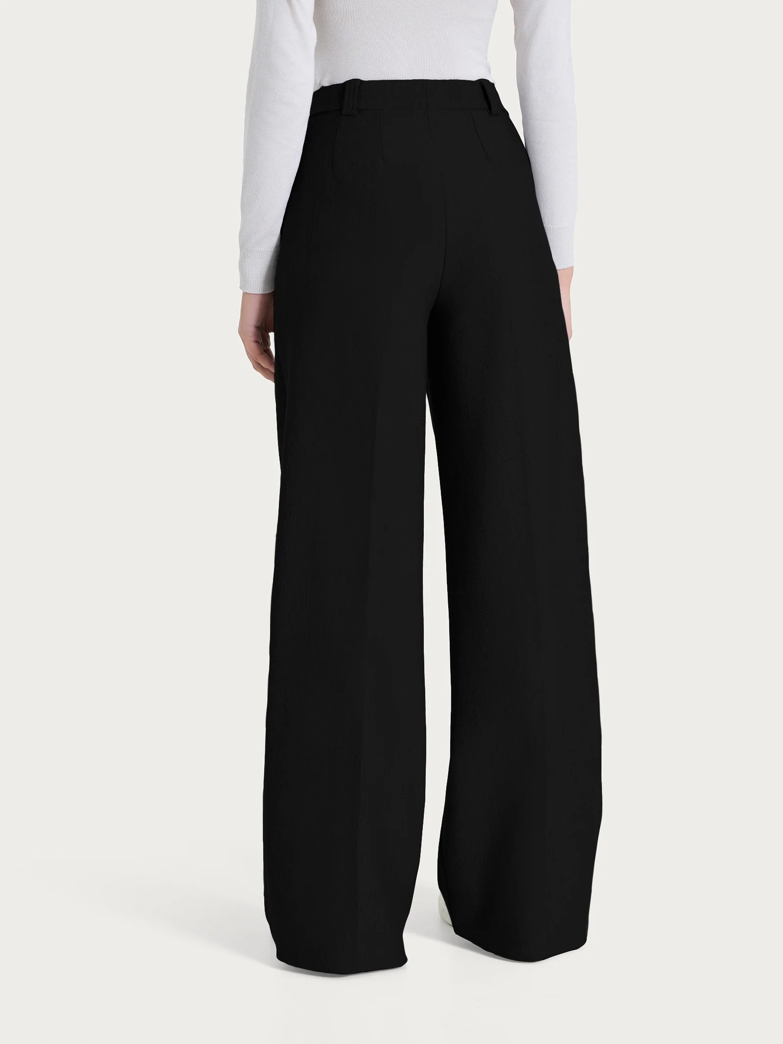 Pantalone a palazzo con taschino in Compact - Nero - Image 2