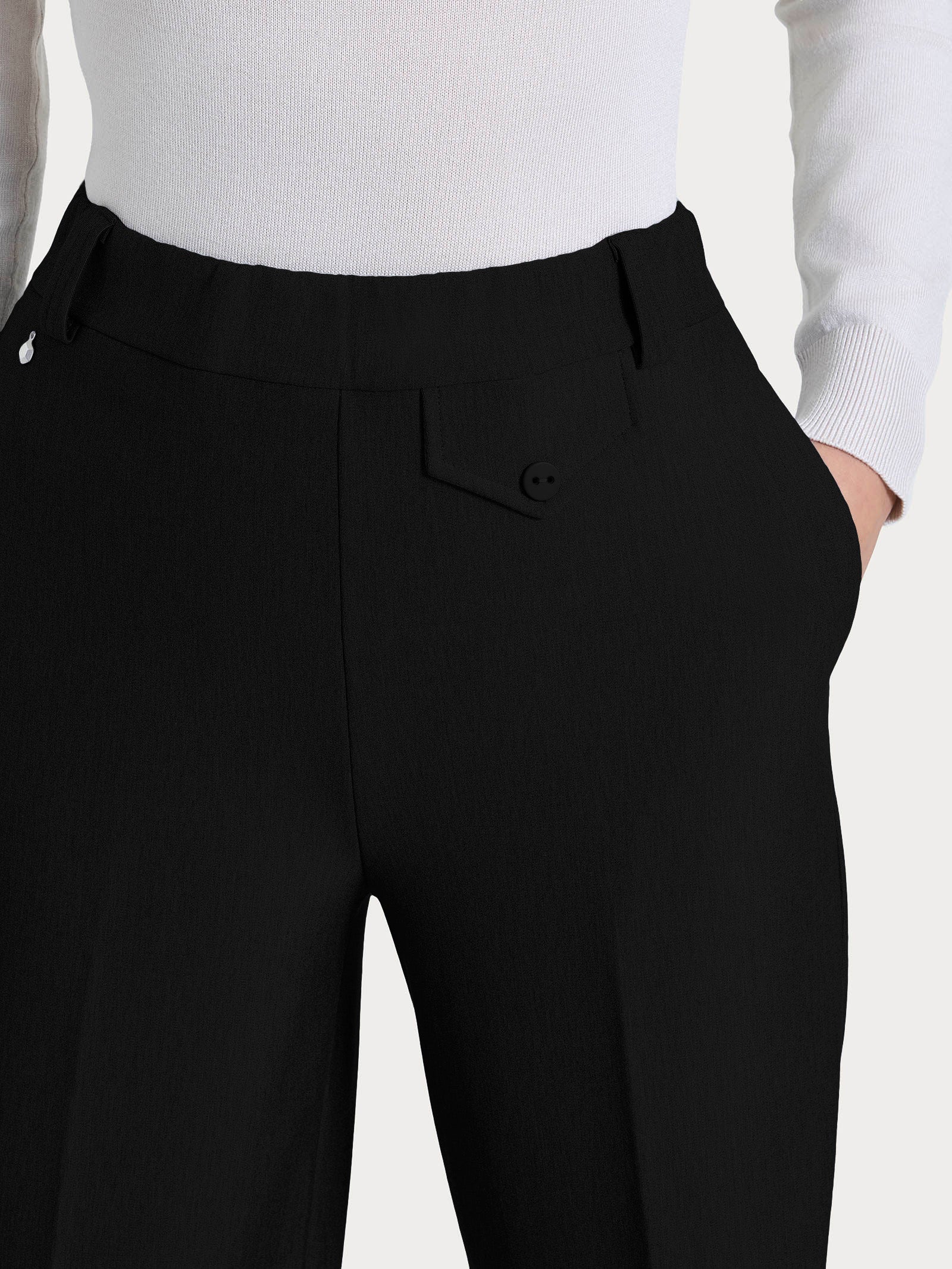 Pantalone a palazzo con taschino in Compact - Nero - Image 3