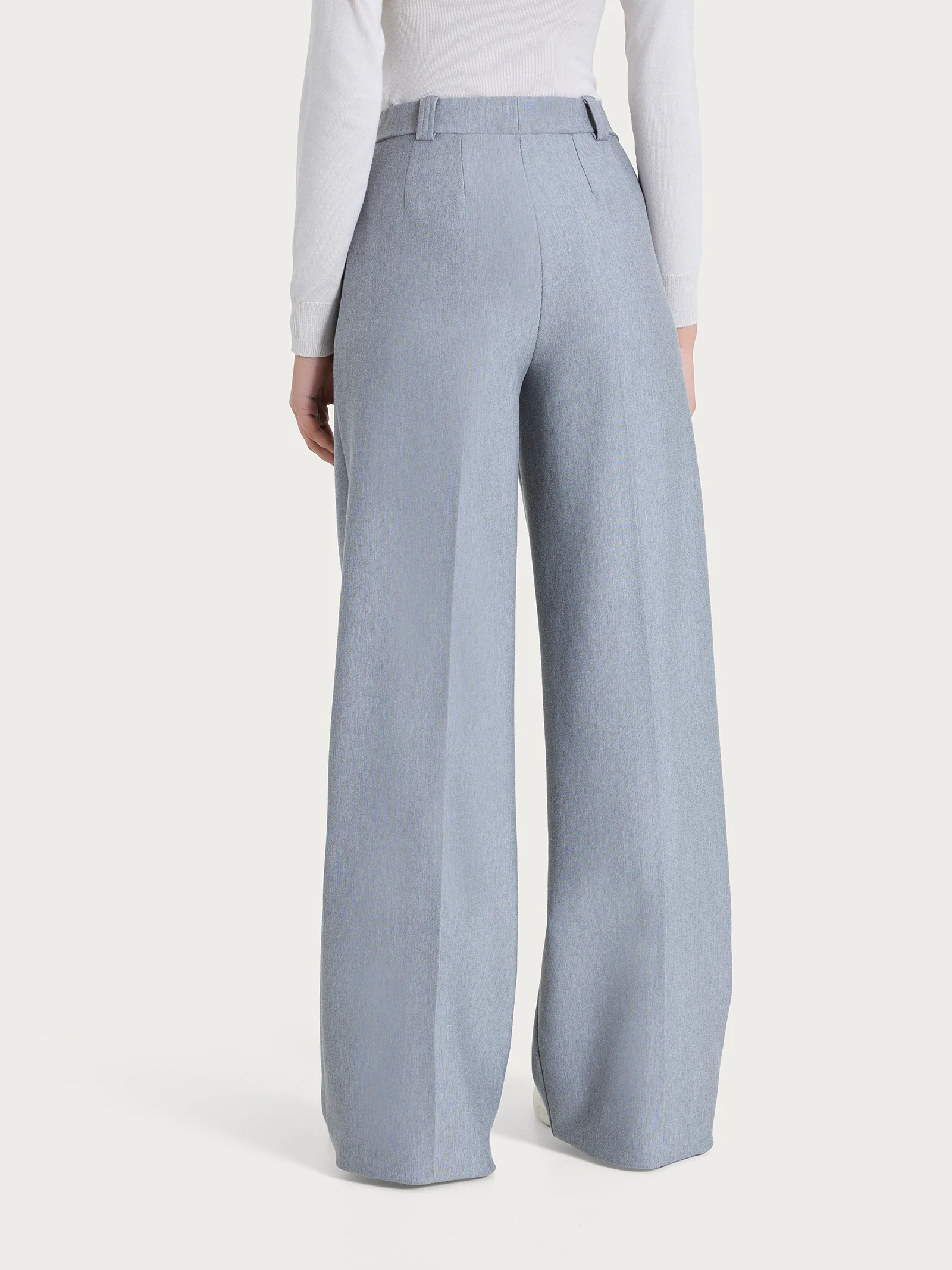 Pantalone a palazzo con taschino in Compact - Grigio Mel. - Image 2