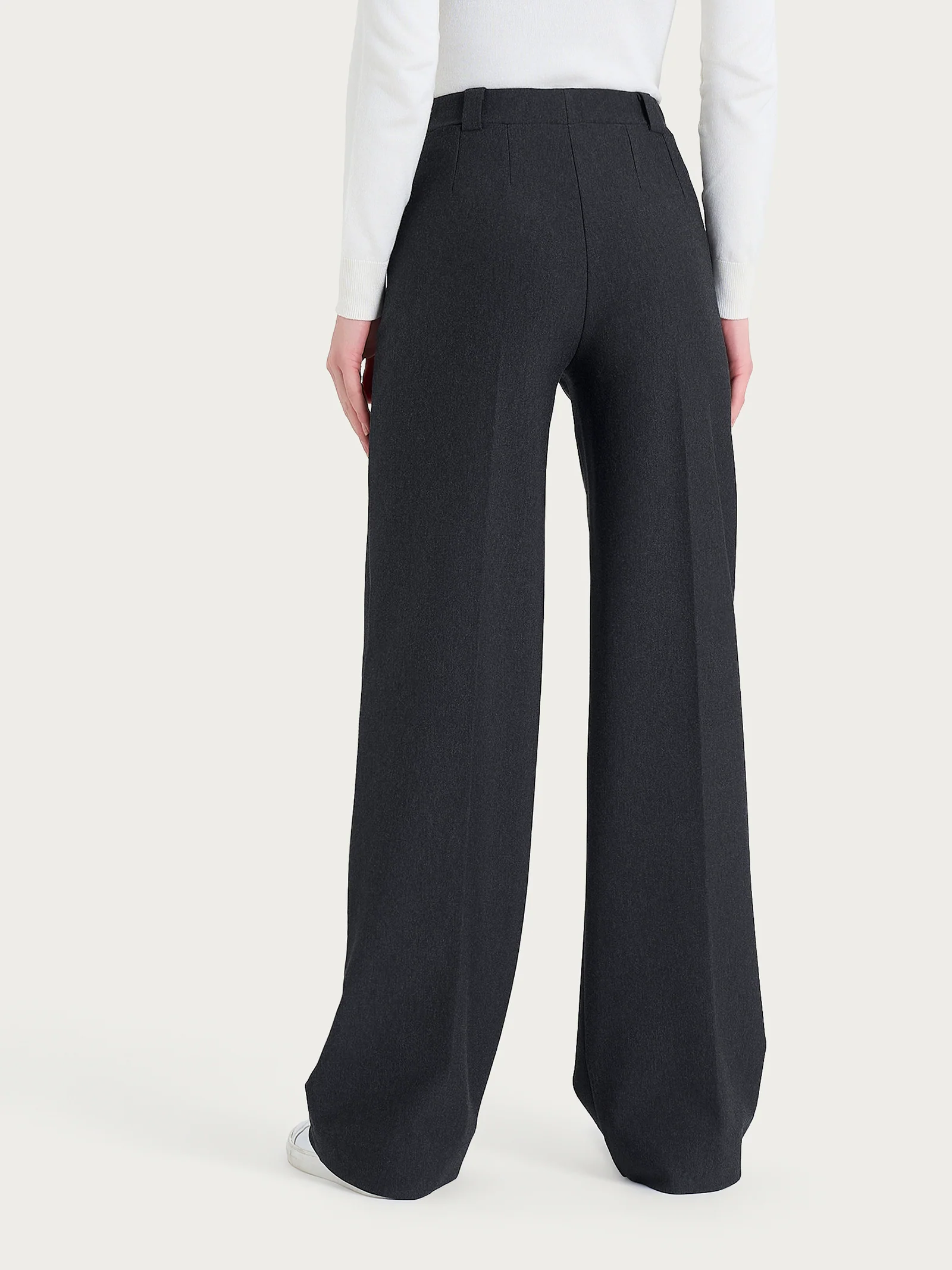 Pantalone a palazzo con taschino in Compact - Oscuro Mel. - Image 2