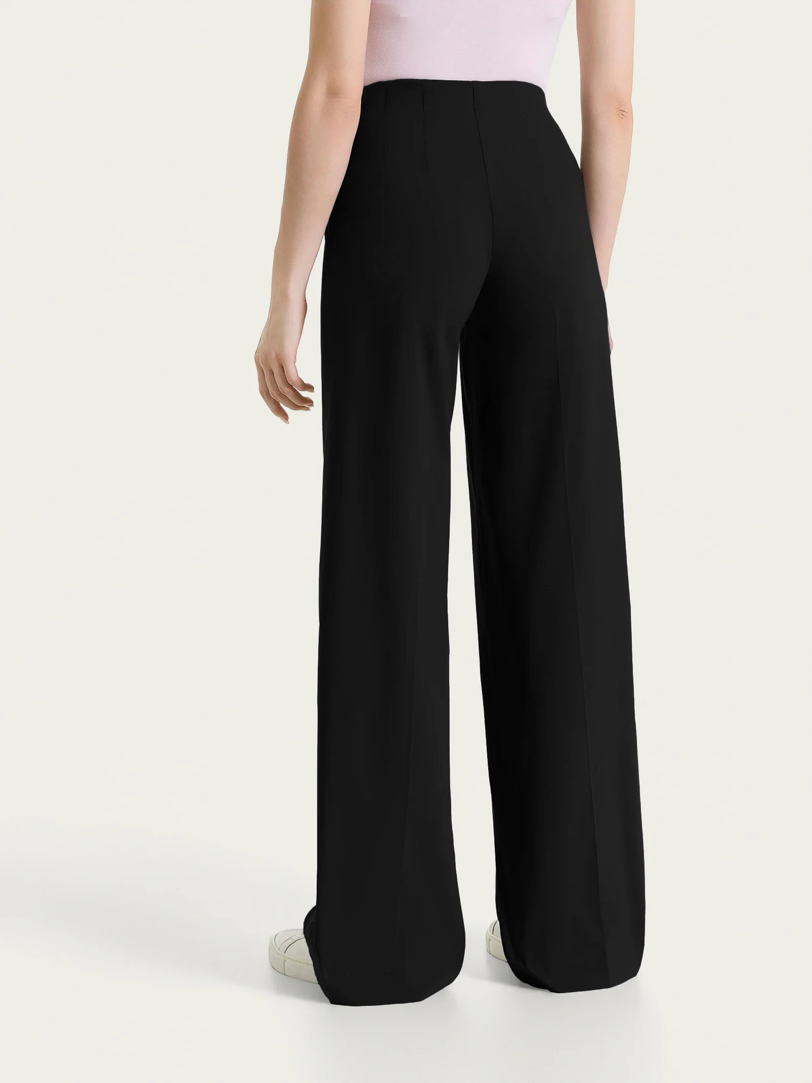 Pantalone a palazzo leggero in Super Fresh - Nero - Image 2