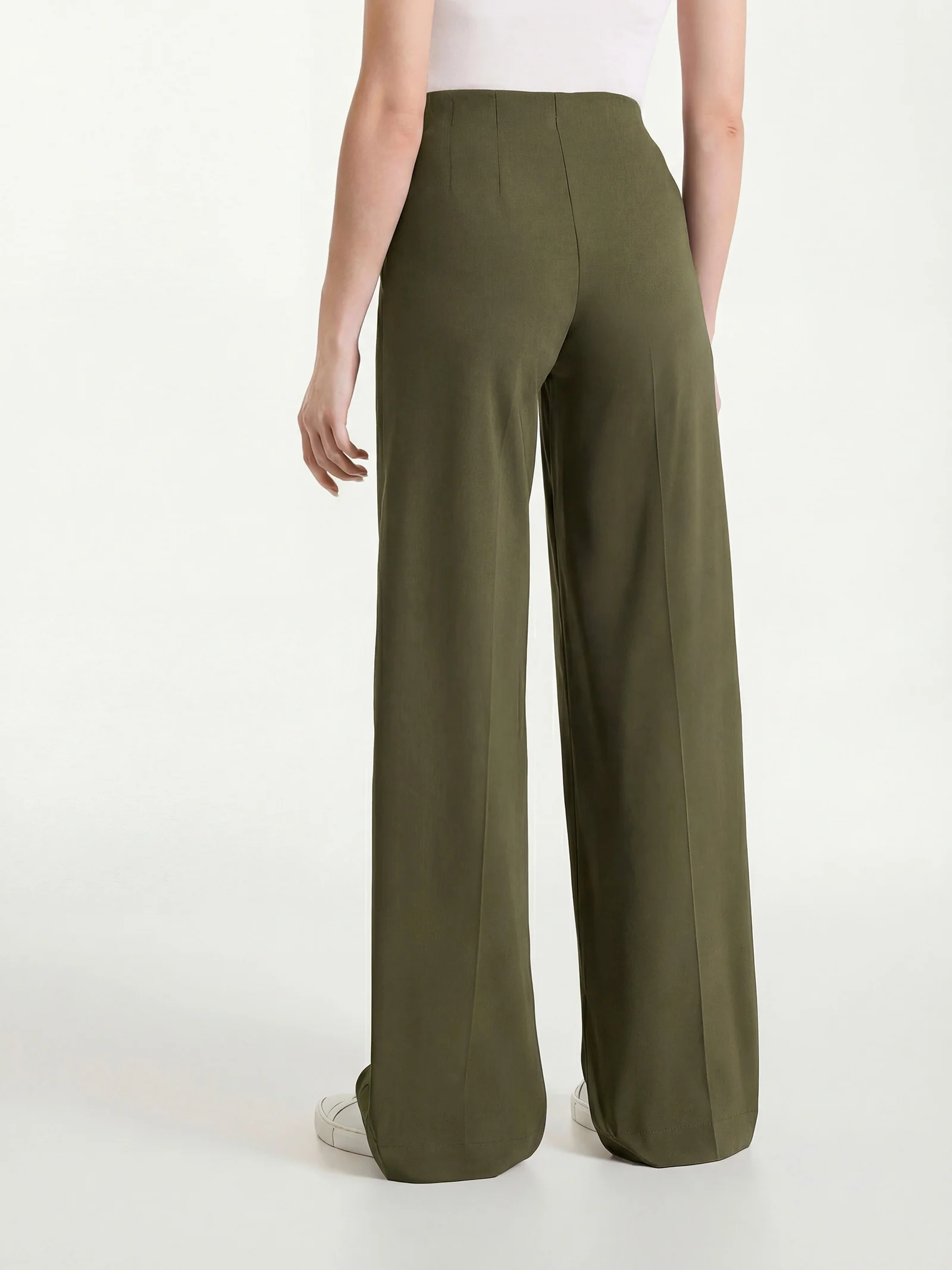 Pantalone a palazzo leggero in Super Fresh - Dark Olive - Image 2