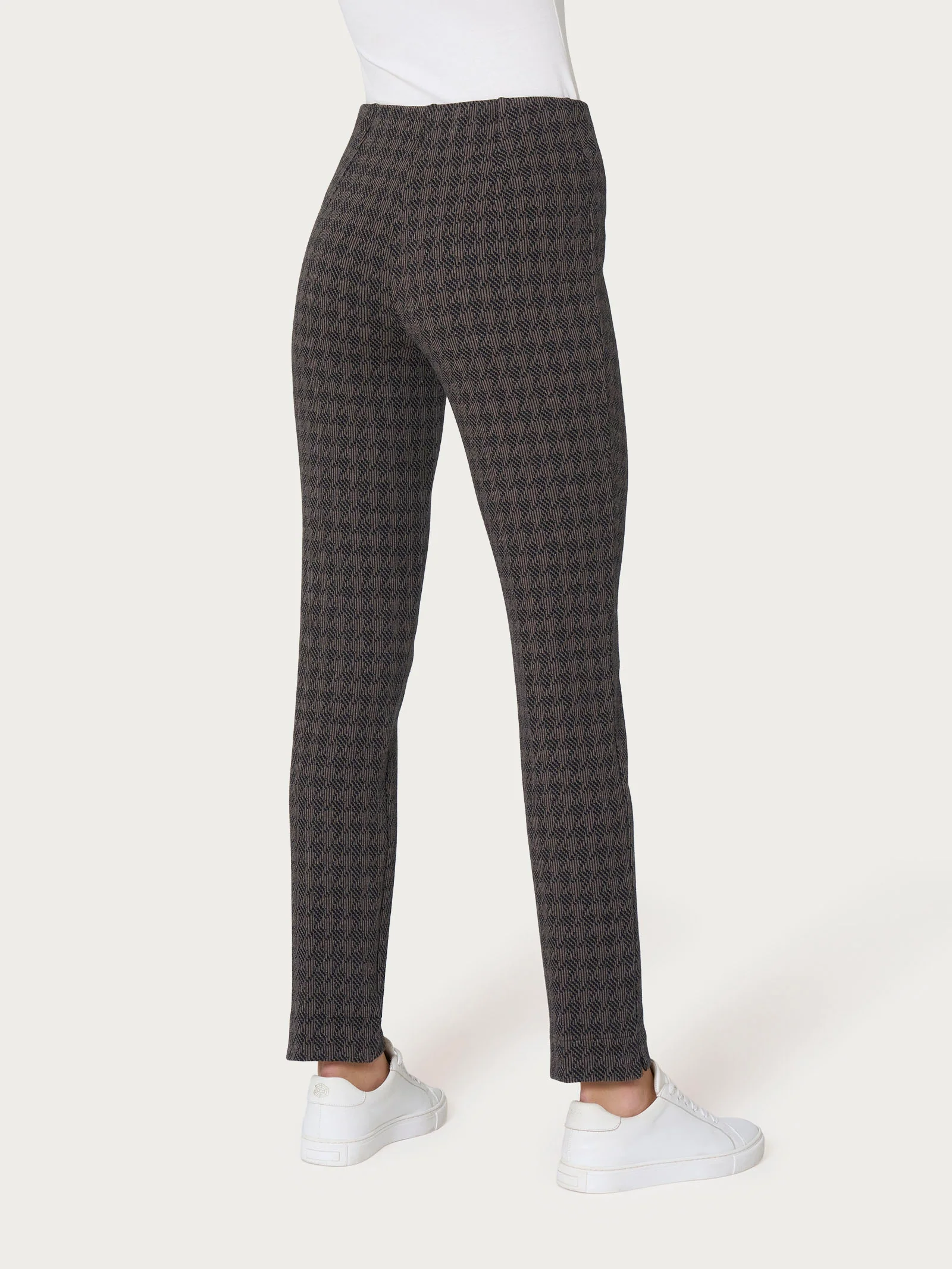 Pantalone a sigaretta con pied de poule in Eco Jacquard - FANT.PINE BARK - Image 2