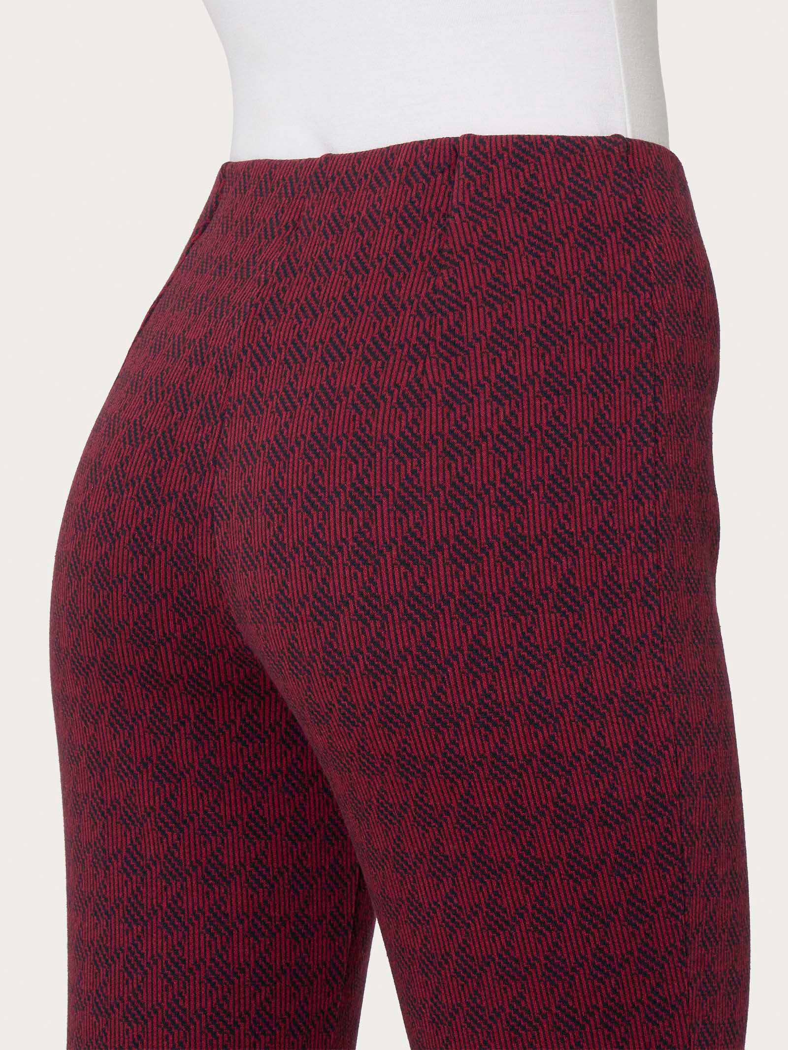 Pantalone a sigaretta con pied de poule in Eco Jacquard - Fant. Tibetan Red - Image 3
