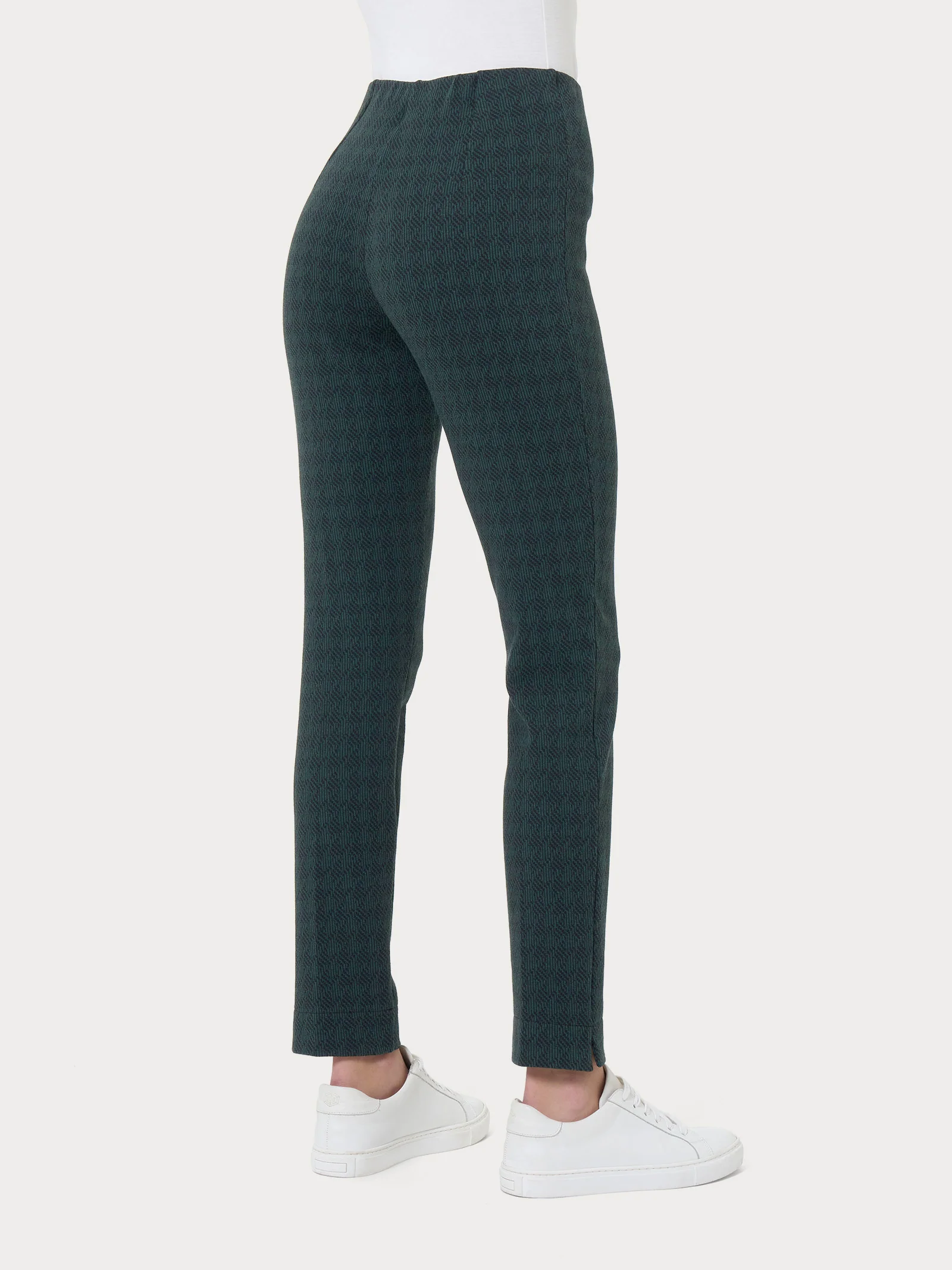 Pantalone a sigaretta con pied de poule in Eco Jacquard - Fant. Rain Forest - Image 2