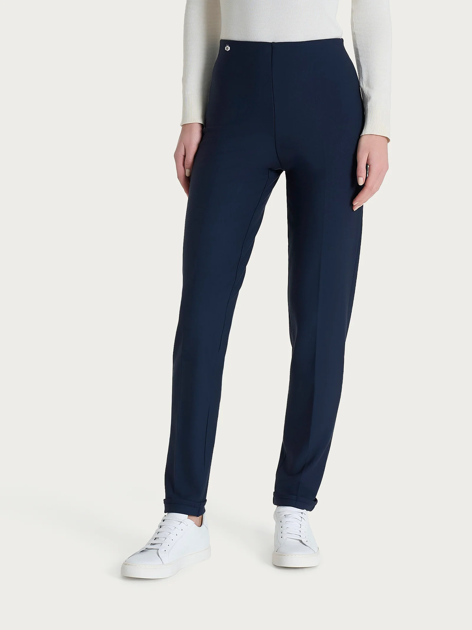 Pantalone a sigaretta con risvolto in Compact - Persia - Image 2