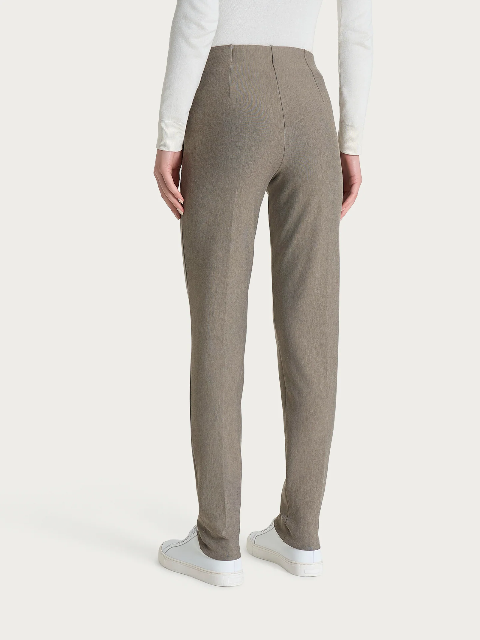 Pantalone a sigaretta con risvolto in Compact - Glace' Mel. - Image 4