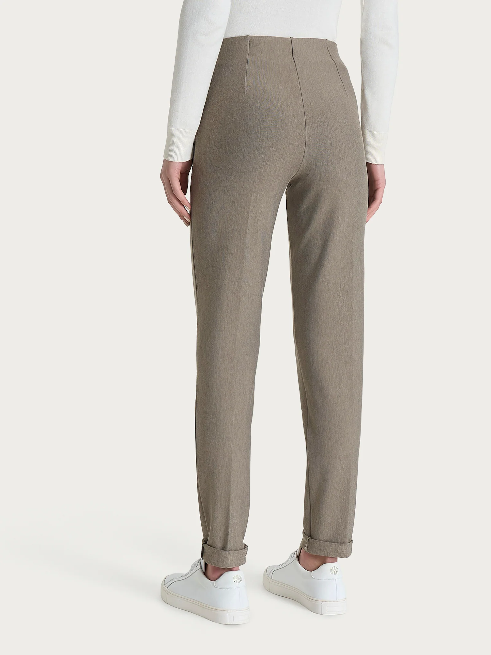 Pantalone a sigaretta con risvolto in Compact - Glace' Mel. - Image 5