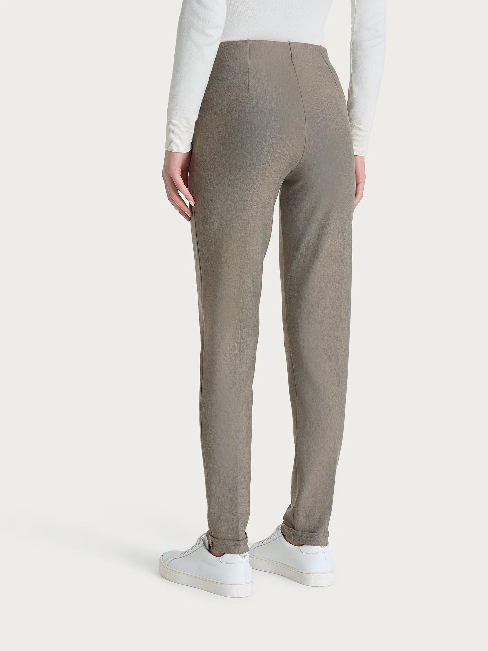 Pantalone a sigaretta con risvolto in Compact - Glace' Mel. - Image 6