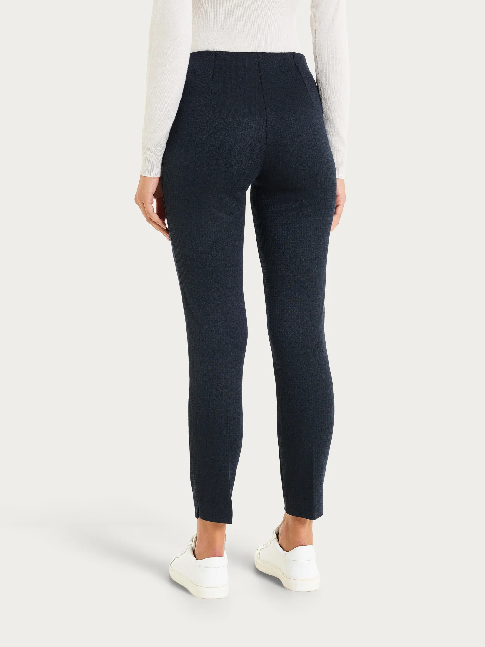 Pantalone a sigaretta con spacchetti e micro check in Eco Jacquard - Fant.Bleu - Image 2