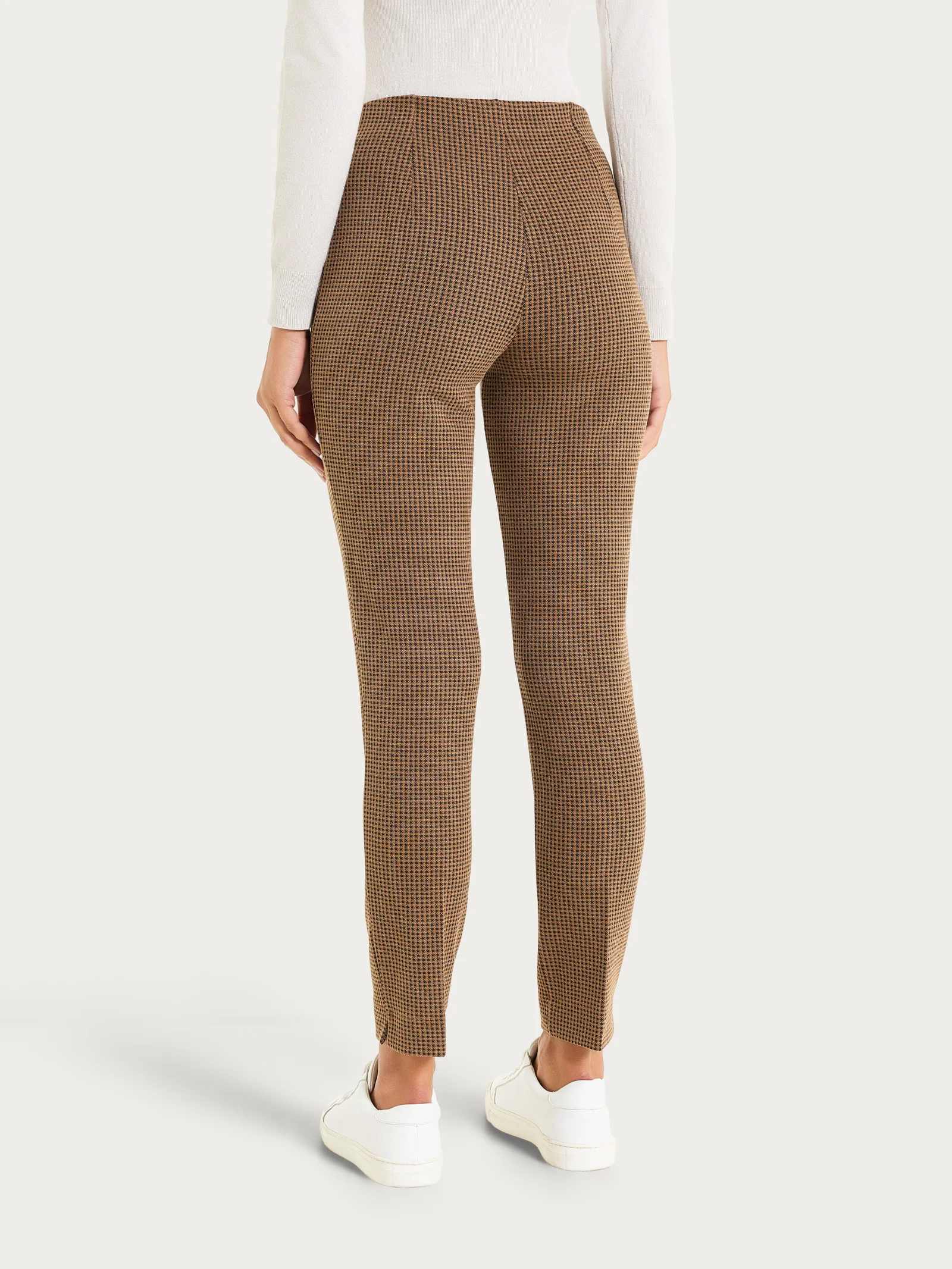 Pantalone a sigaretta con spacchetti e micro check in Eco Jacquard - Fant. Pine Bark - Image 2