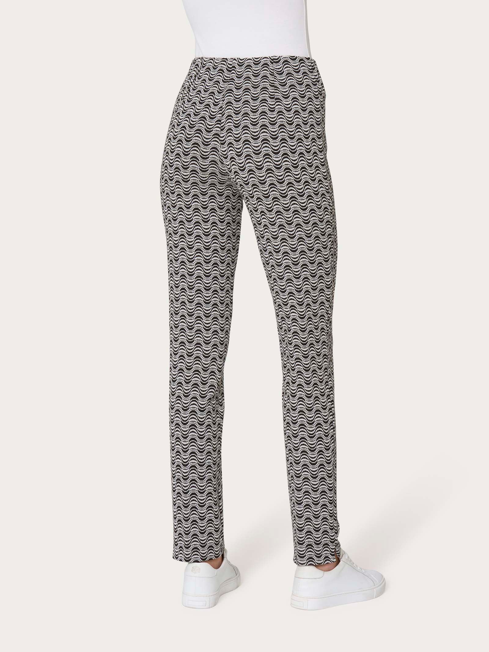 Pantalone a sigaretta con spacchetti e onde in tessuto Eco Jacquard - Fant.Nero - Image 2