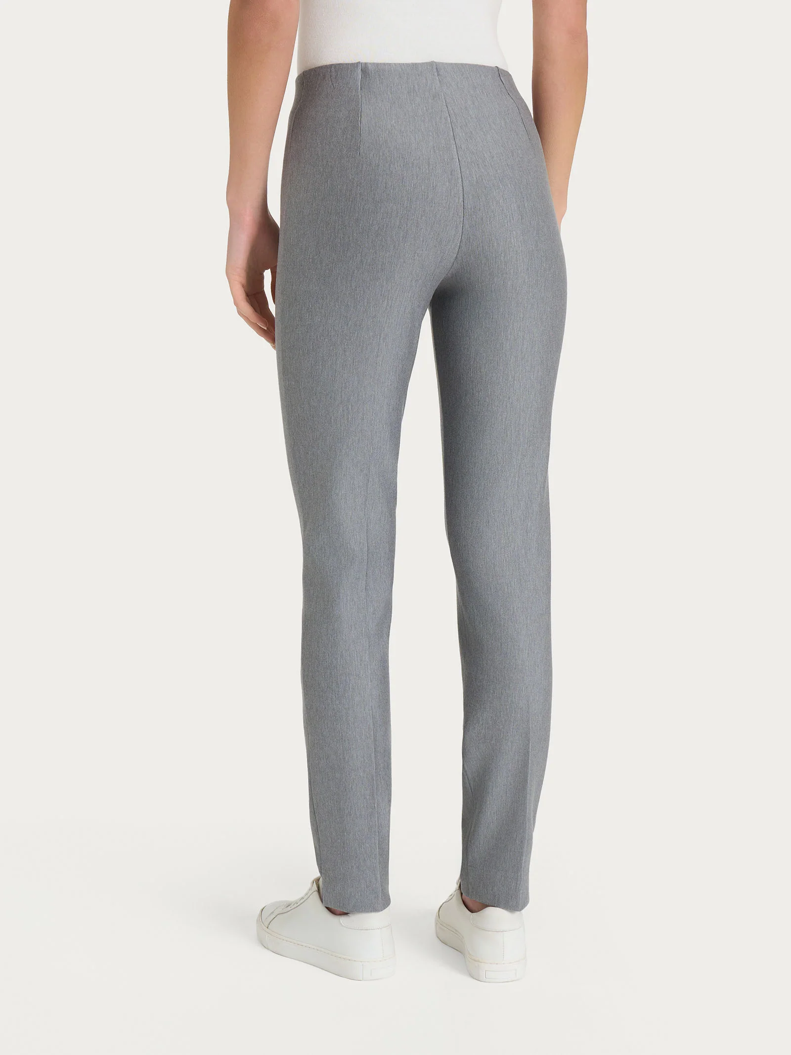 Pantalone a sigaretta con spacchetti in Compact - Grigio Mel. - Image 2
