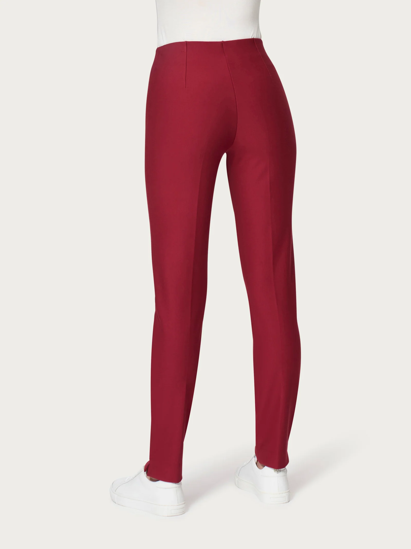 Pantalone a sigaretta con spacchetti in Compact - Tibetan Red - Image 2