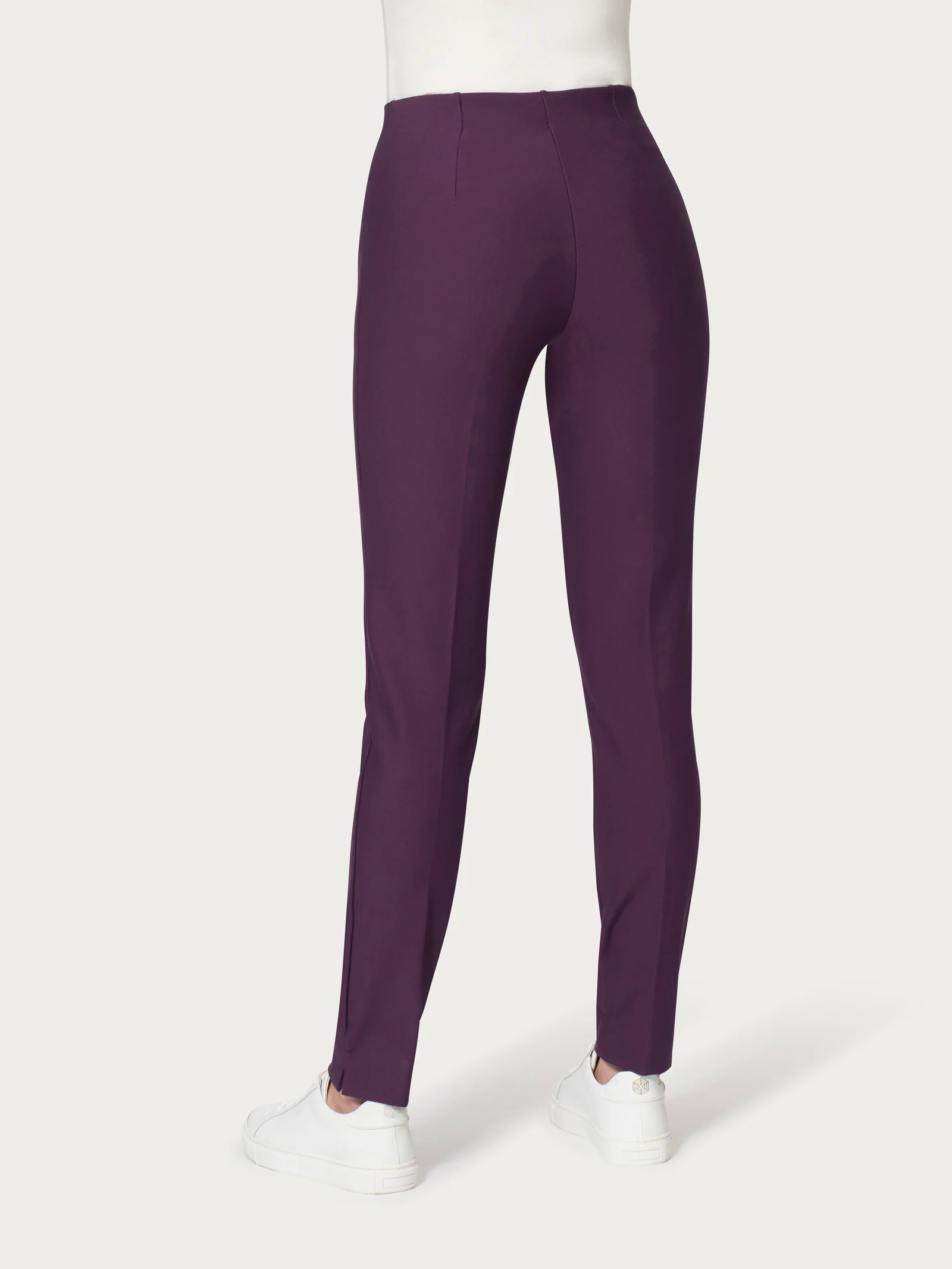 Pantalone a sigaretta con spacchetti in Compact - Plum Perfect - Image 2