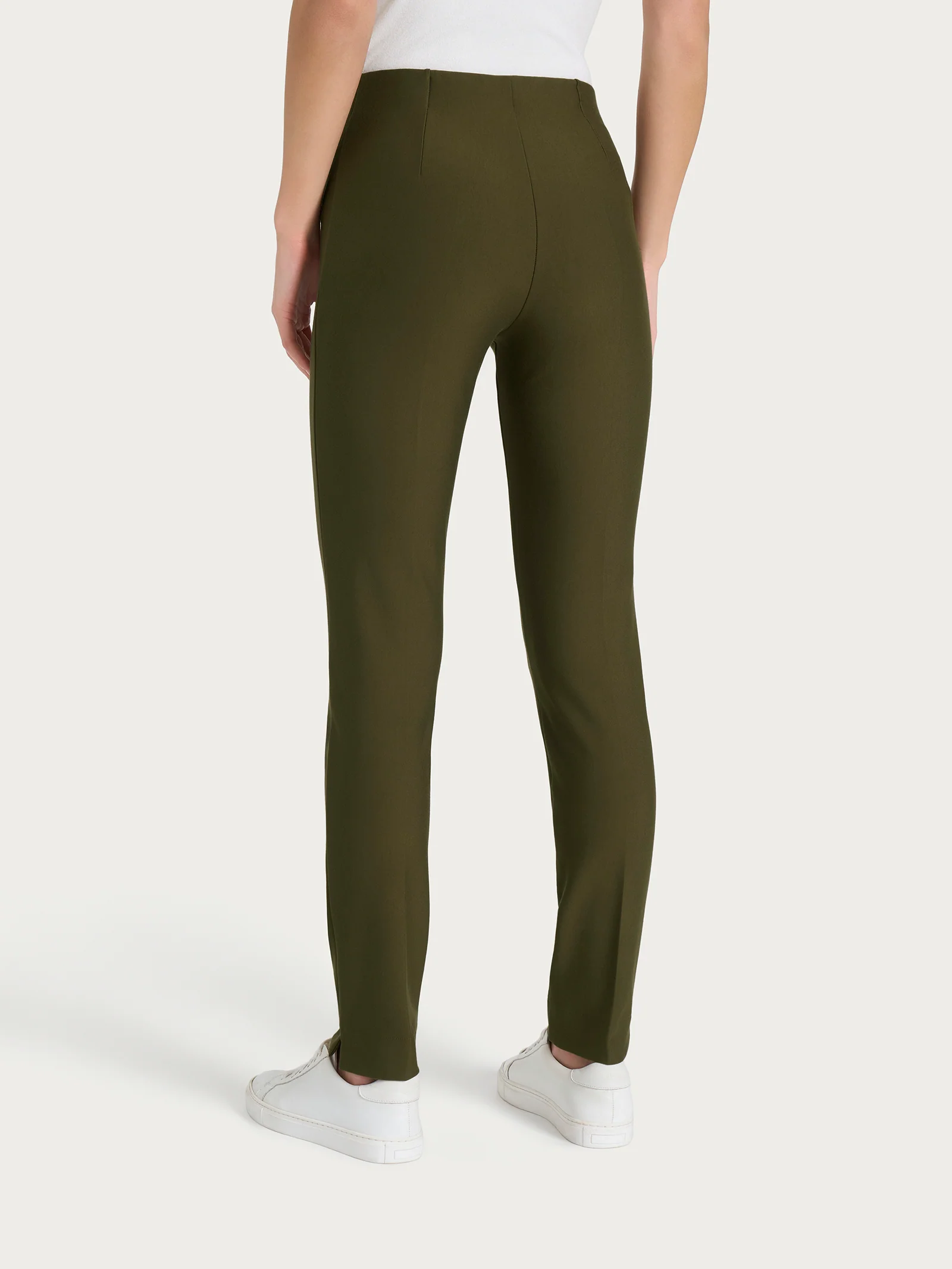 Pantalone a sigaretta con spacchetti in Compact - Dark Olive - Image 2