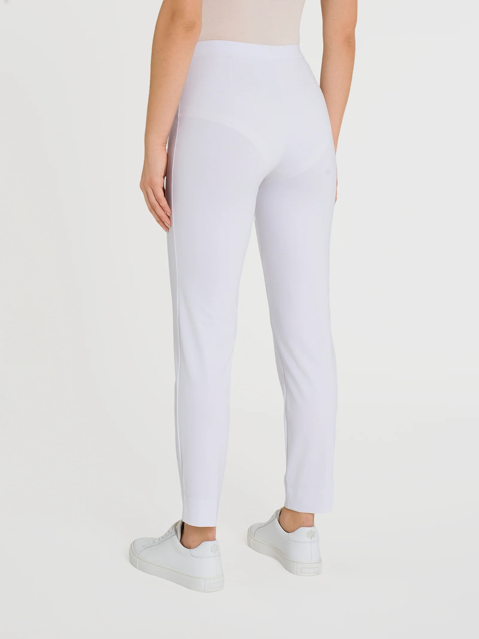 Pantalone a sigaretta con spacchetti in Compact Light - Bianco - Image 2