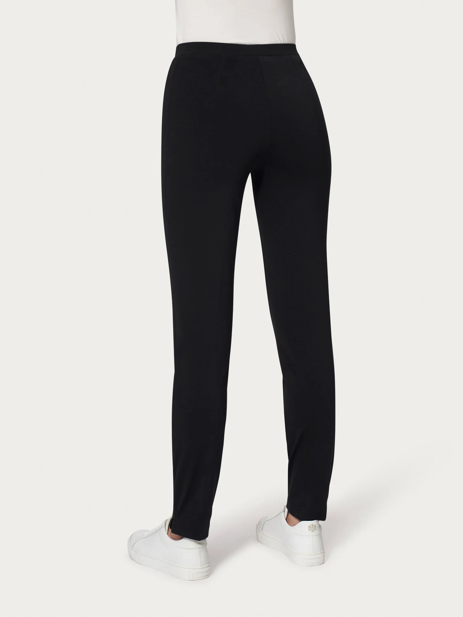 Pantalone a sigaretta con spacchetti in Compact Light - Nero - Image 2