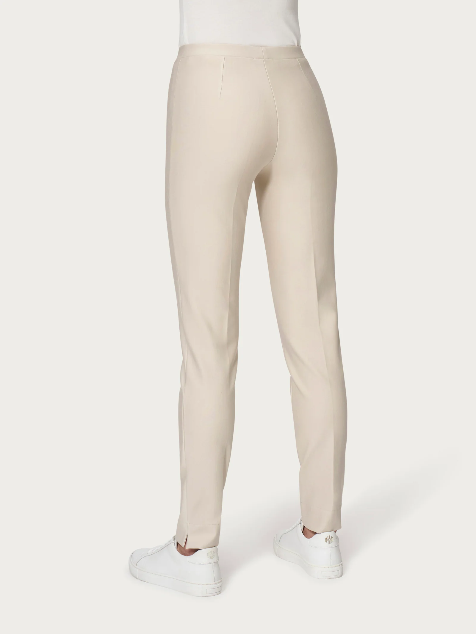 Pantalone a sigaretta con spacchetti in Compact Light - Champignon - Image 2