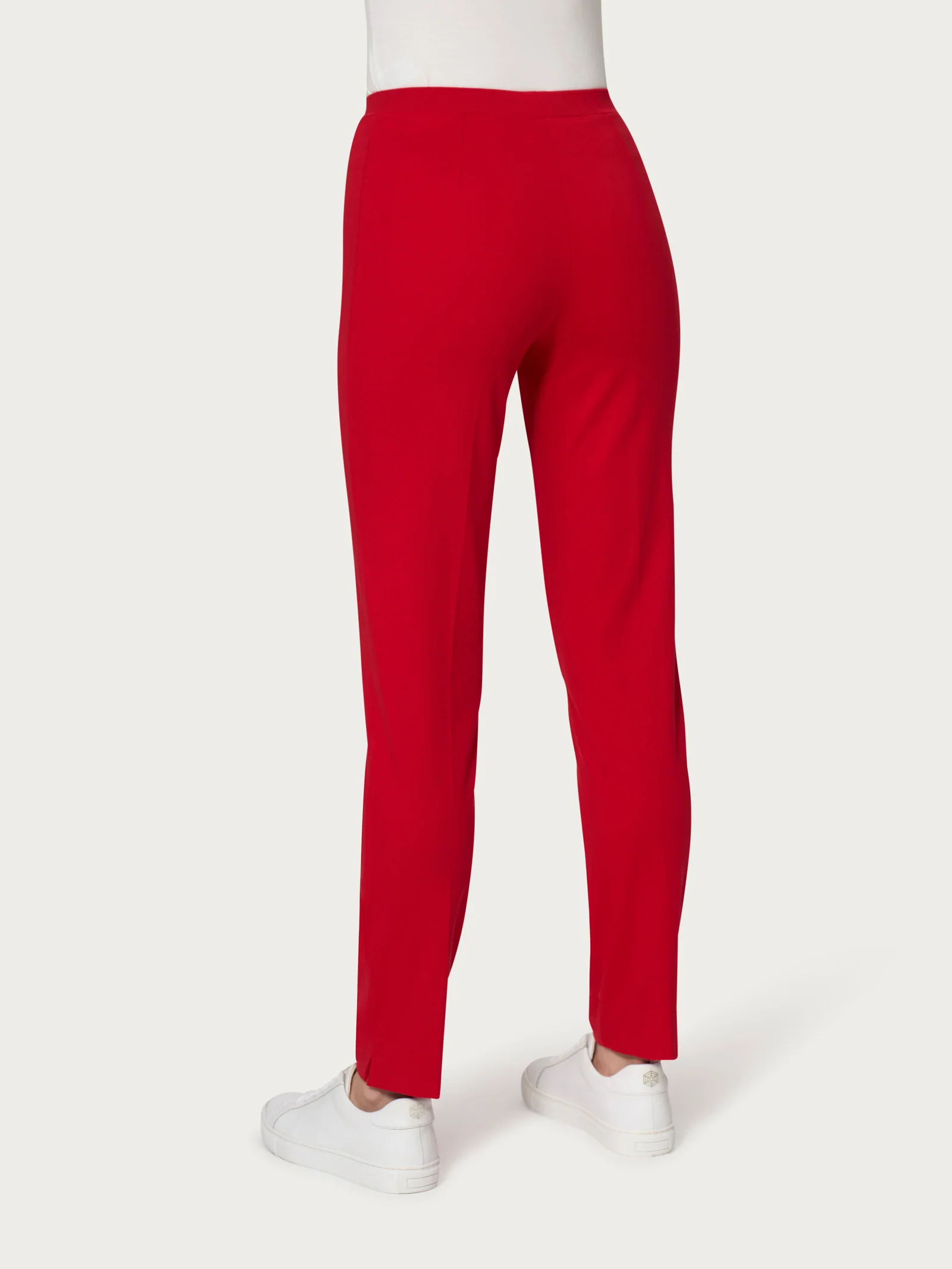 Pantalone a sigaretta con spacchetti in Compact Light - Salsa - Image 2