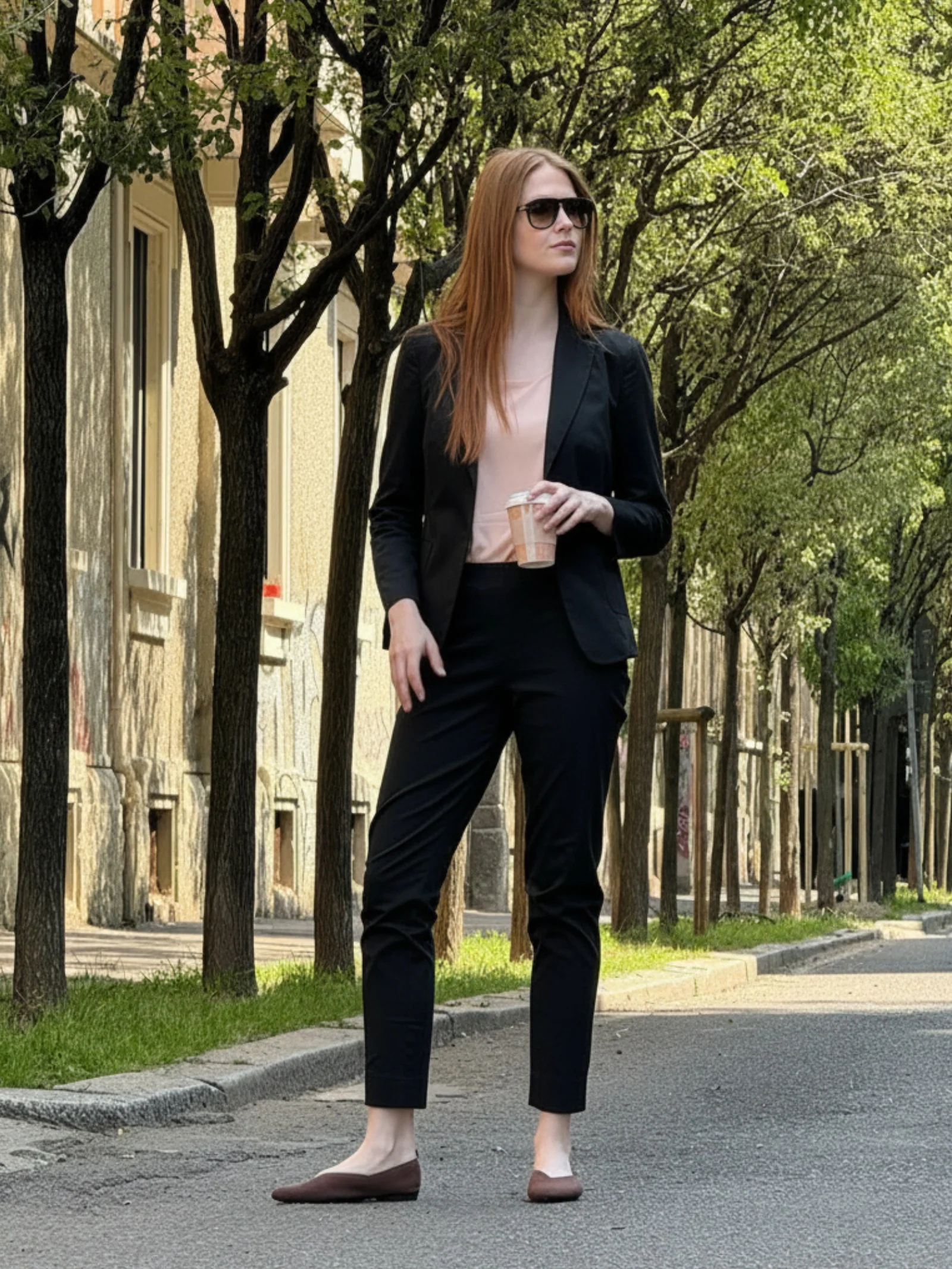 Pantalone a sigaretta con spacchetti in Satin Power - Nero - Image 4
