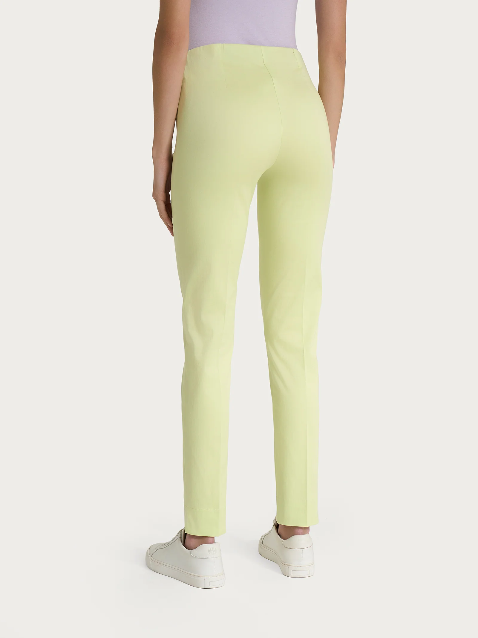 Pantalone a sigaretta con spacchetti in Satin Power - Shadow Lime - Image 2