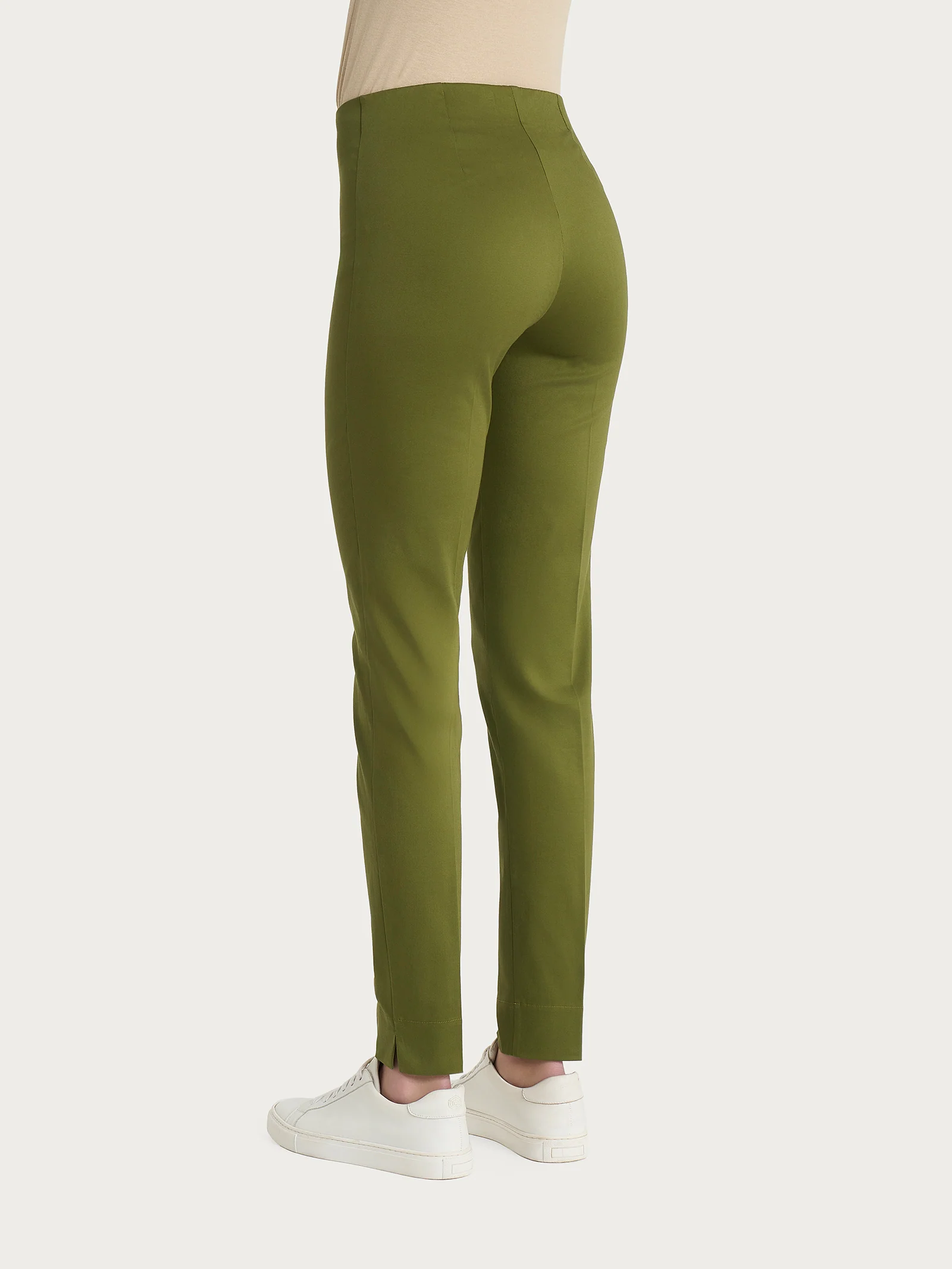Pantalone a sigaretta con spacchetti in Satin Power - Sphagnum - Image 2
