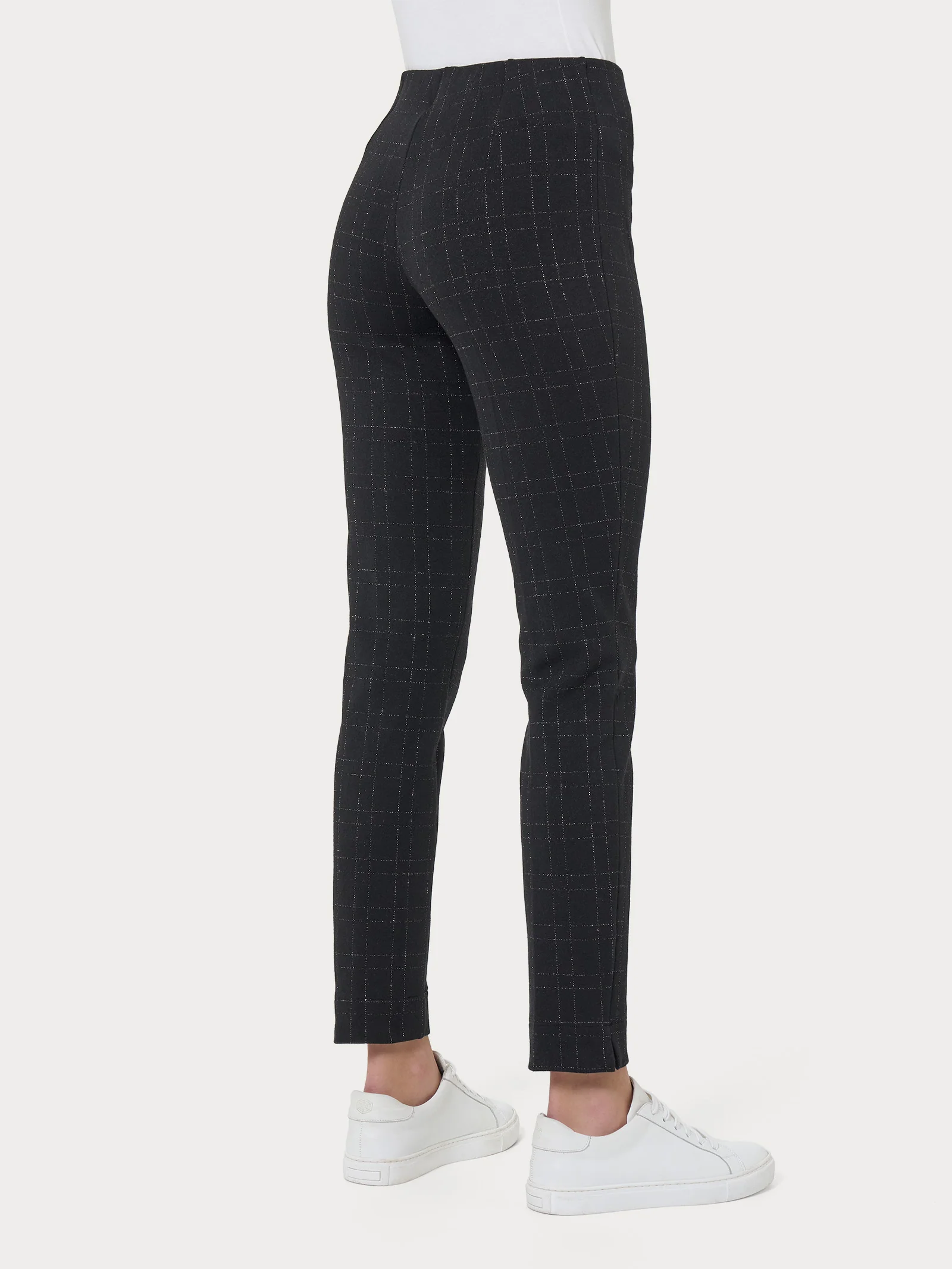 Pantalone a sigaretta con spacchetti in tessuto Eco Jacquard - Fant.Nero - Image 2