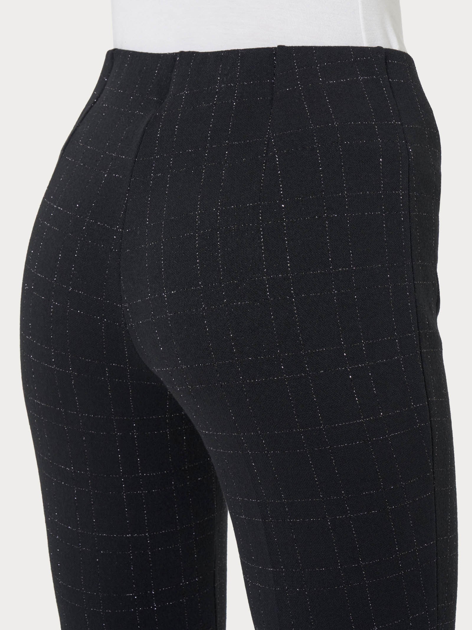 Pantalone a sigaretta con spacchetti in tessuto Eco Jacquard - Fant.Nero - Image 3