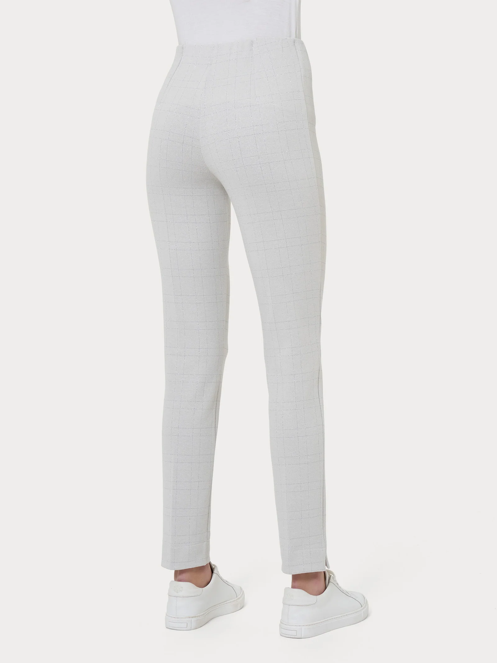 Pantalone a sigaretta con spacchetti in tessuto Eco Jacquard - Fant.Champignon - Image 2