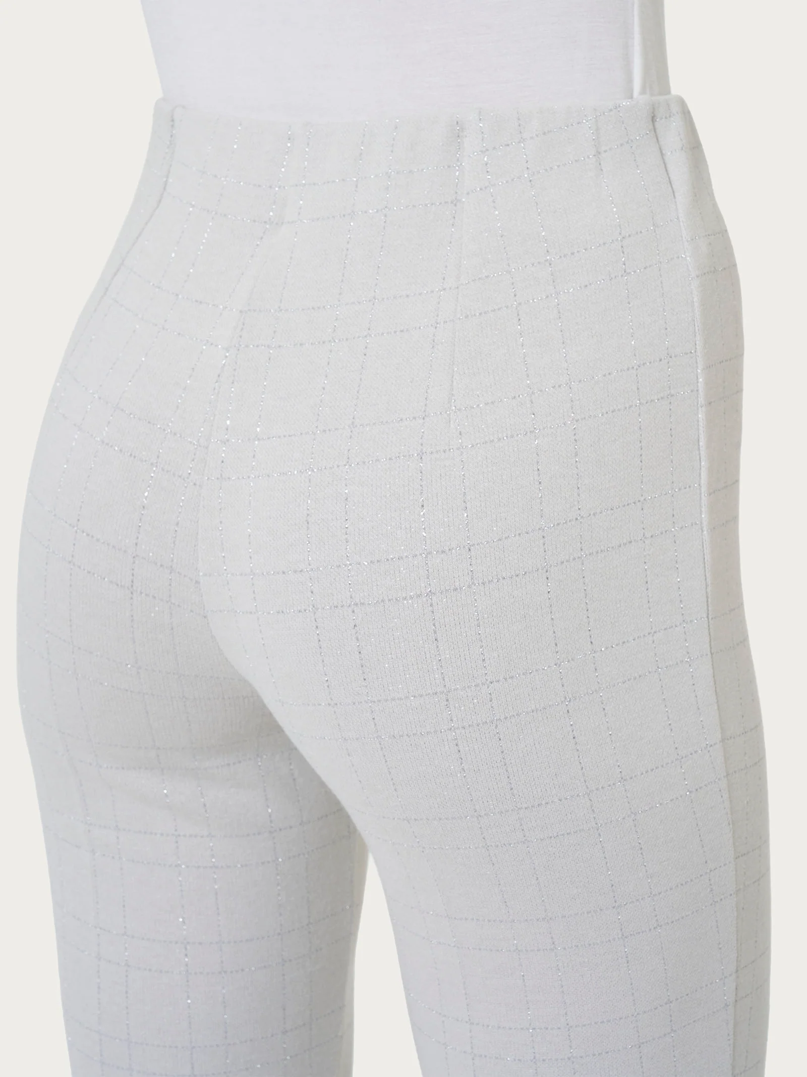 Pantalone a sigaretta con spacchetti in tessuto Eco Jacquard - Fant.Champignon - Image 3