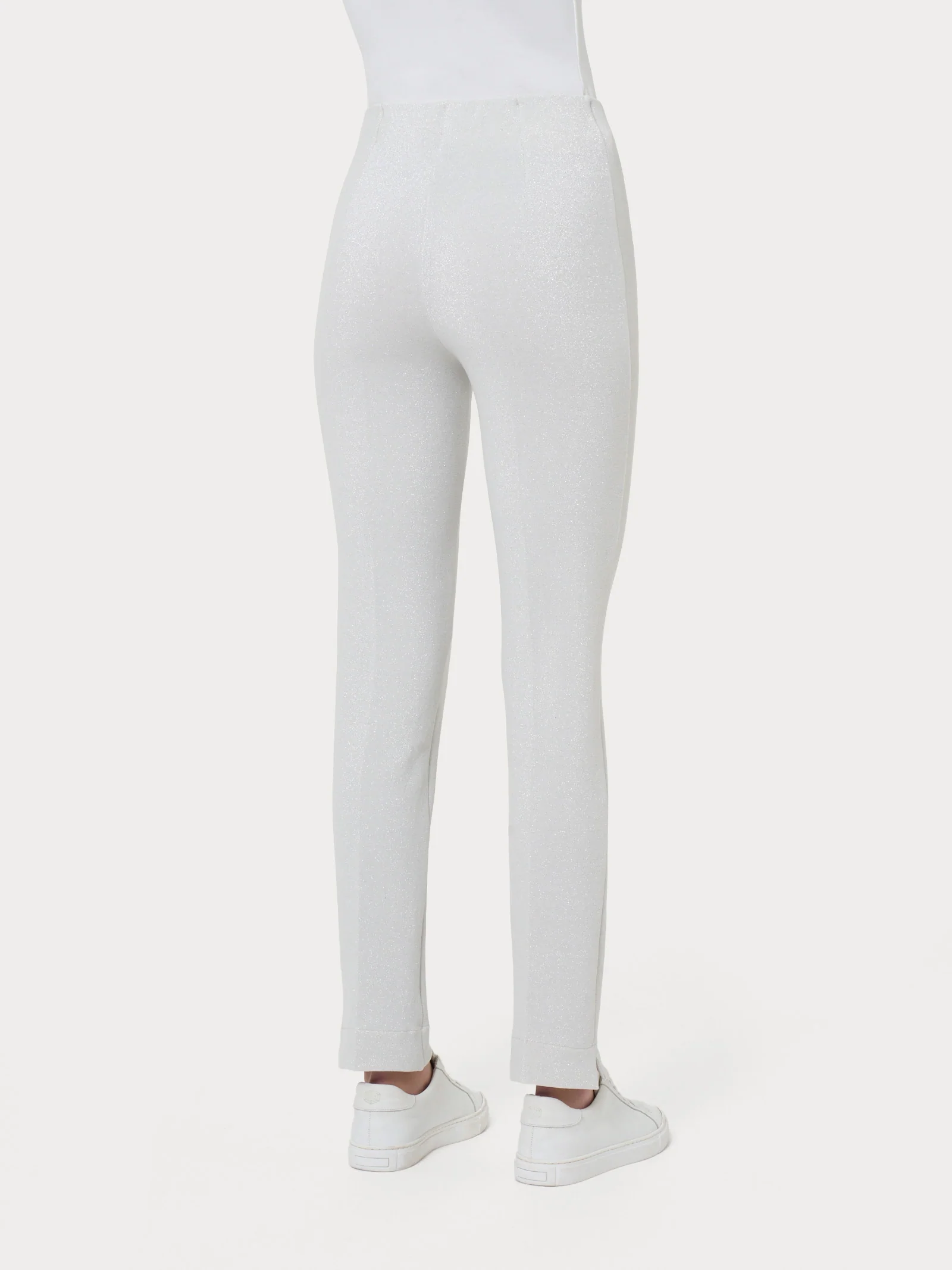 Pantalone a sigaretta con spacchetti in tessuto Eco Jacquard - Fant.Champignon - Image 2
