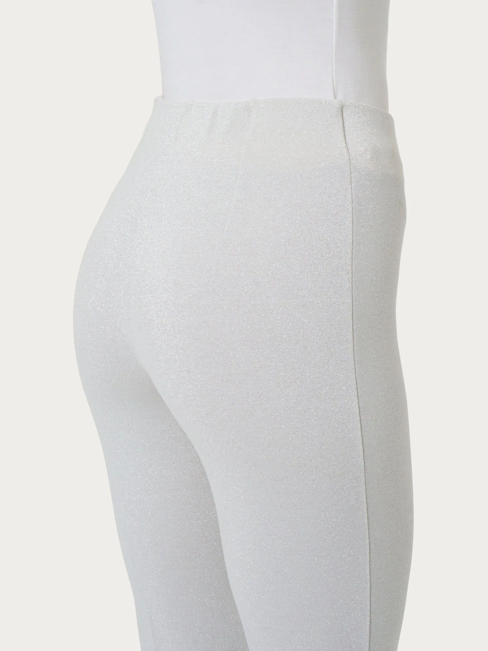 Pantalone a sigaretta con spacchetti in tessuto Eco Jacquard - Fant.Champignon - Image 3