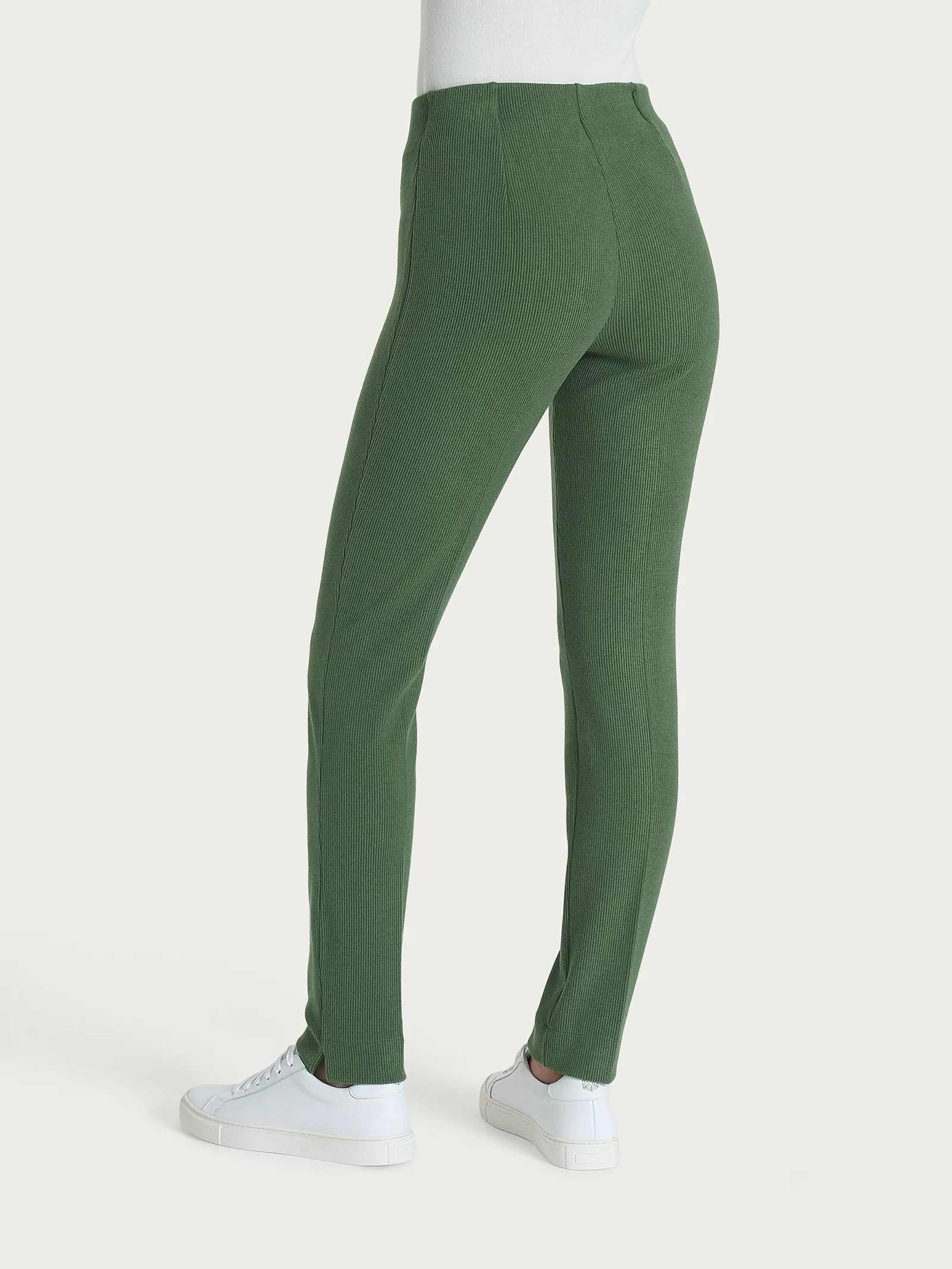 Pantalone a sigaretta con spacchetti in Velvet - Bronze Green - Image 2