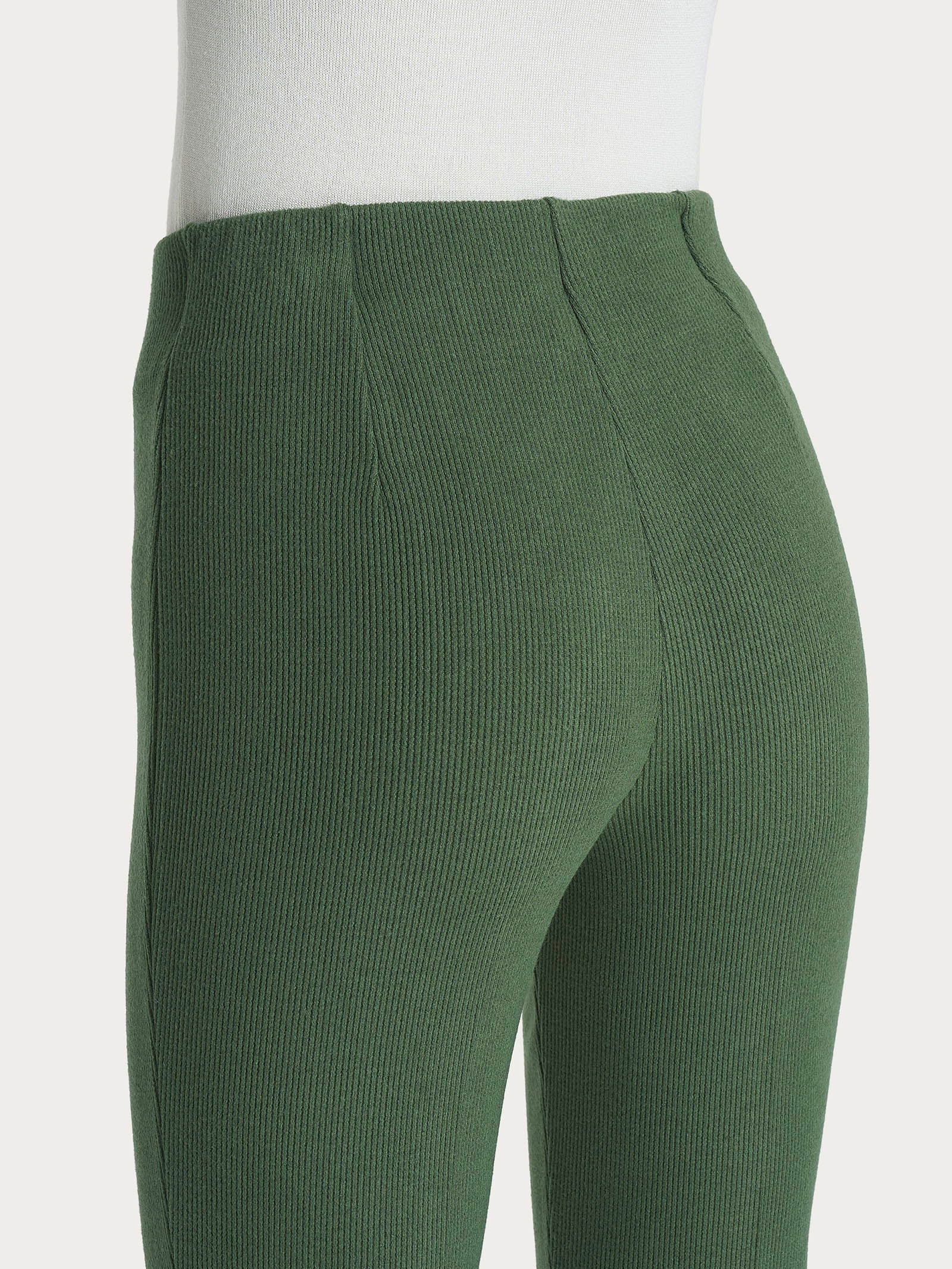 Pantalone a sigaretta con spacchetti in Velvet - Bronze Green - Image 3