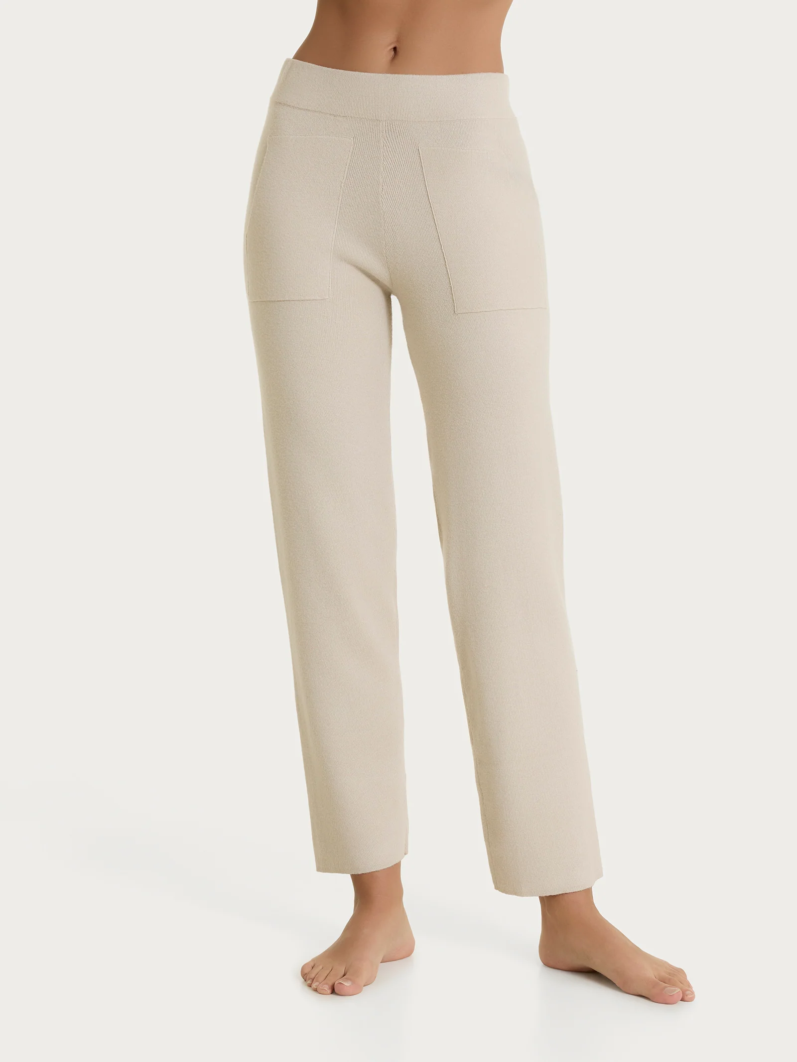 Pantalone a sigaretta con tasche in Super Soft - Champignon