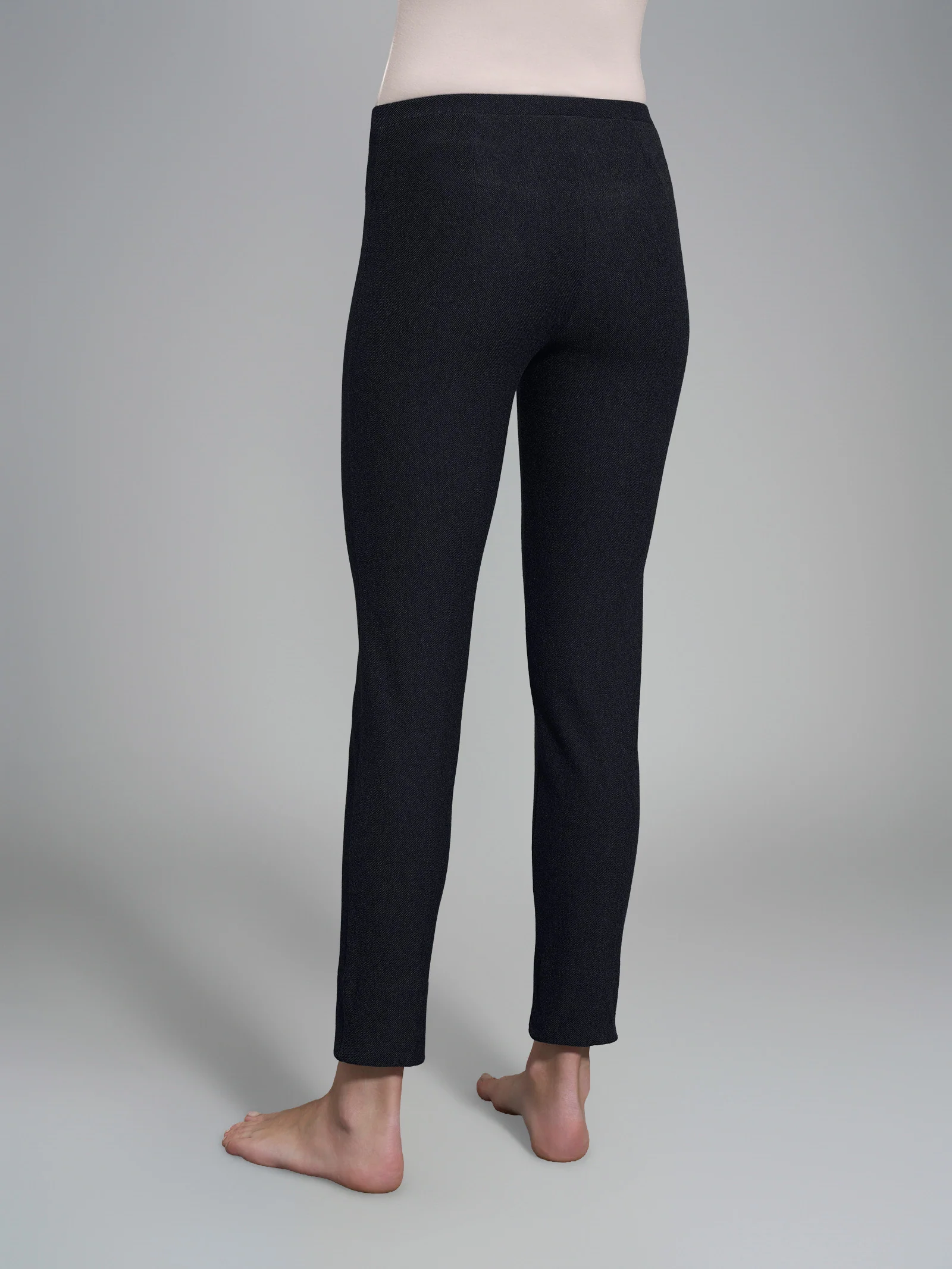 Pantalone alla caviglia in maglia flanella  - Nero - Image 2