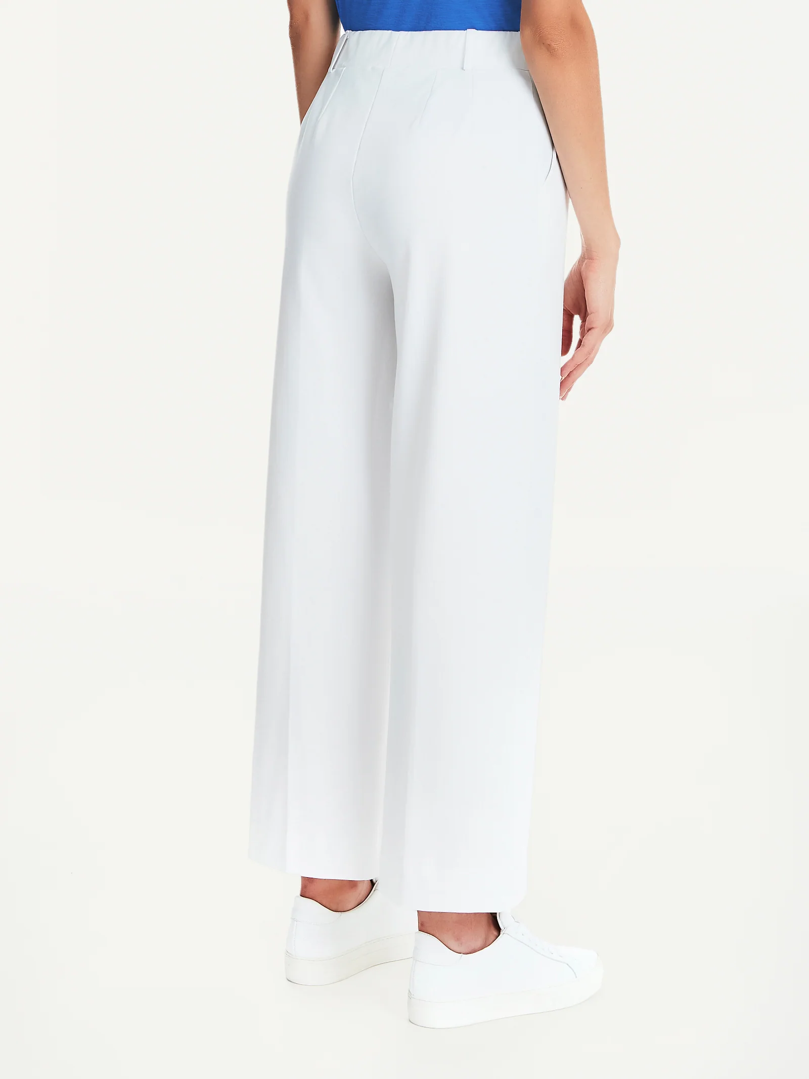 Pantalone ampio alla caviglia con tasche in Compact Light - Bianco - Image 2
