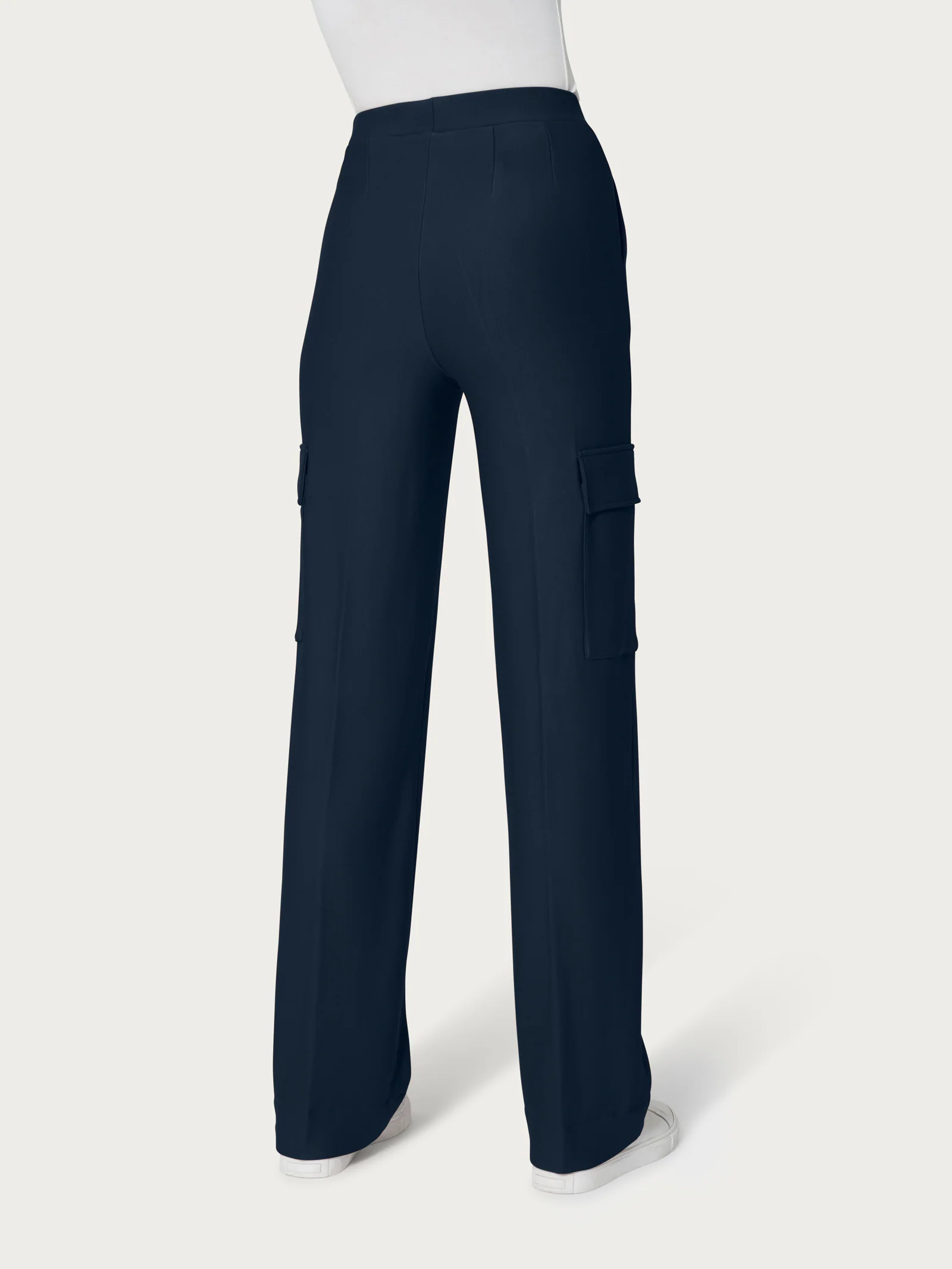 Pantalone ampio cargo con tasche in Eco Techno Fleece - Bleu - Image 2